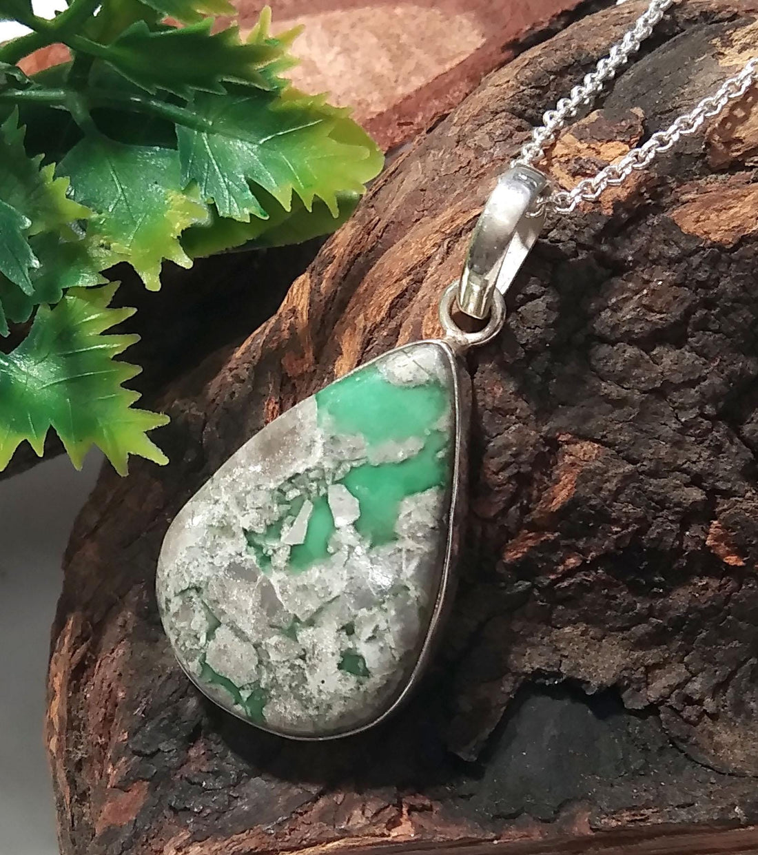 Variscite Stone Jewelry, 925 Sterling Silver Pendant Chain Necklace, Beautiful Design Nice Color Variscite Stone Pendant, Gift For Her