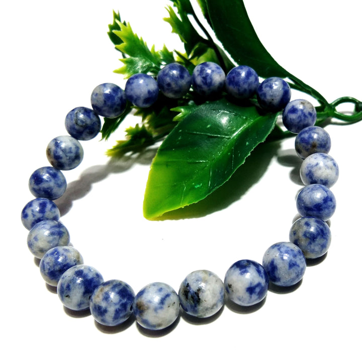 Blue Spot Jasper Bracelet Beads Stone, Natural Blue Spot Jasper Healing Unisex Round Bracelet, Stone Size 8x8 mm Gift Easter day Bracelet