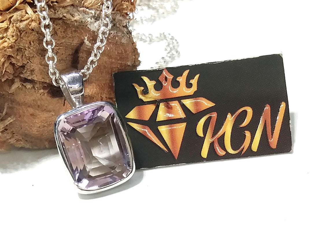 Amethyst Gemstone Pendant, 925 Starling Silver Pendant Necklace Chain, Amethyst Pendant, Handmade Jewelry Stone Size 13x10mm Gift Pendant
