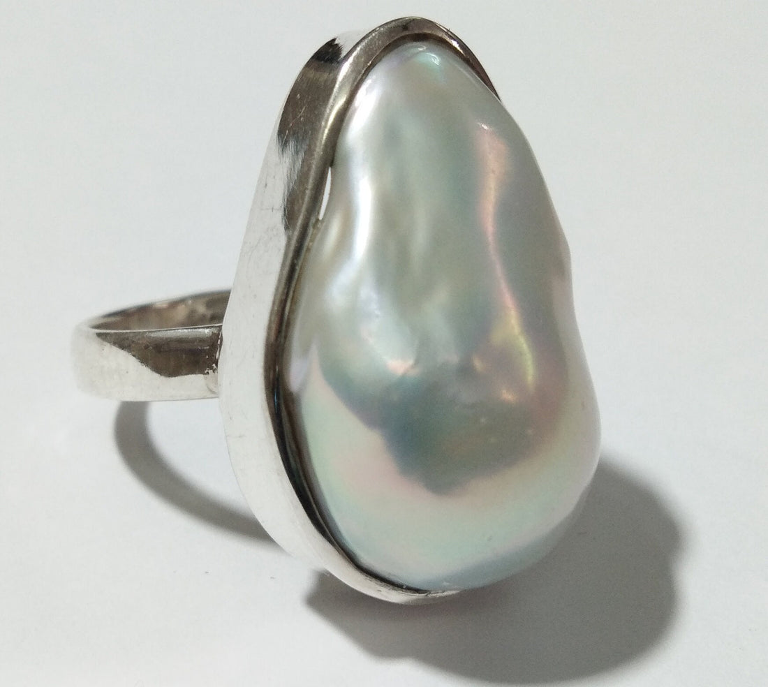Natural Fresh Water Baroque Pearl Ring's With 925 Sterling Silver.Good Quality Baroque Pearl Ring Girls & Women Ring's.Gift Christmas Ring
