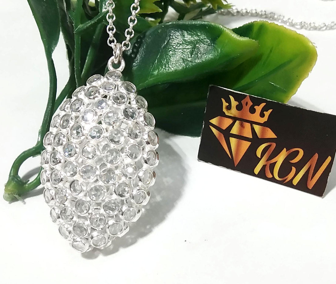 Natural White Zircon Gemstone Pendant, Amazing Design White Zircon Stone Pendant, 925 Sterling Silver Pendant, For Gift Pendant