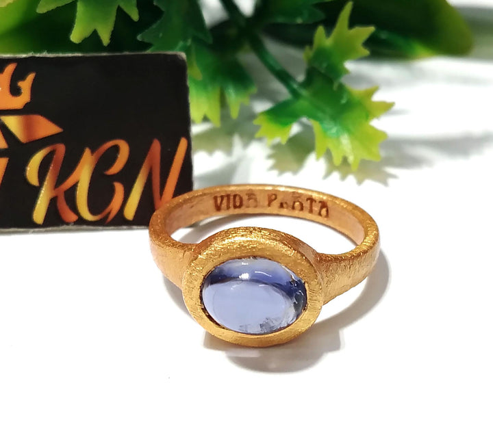 Iolite Sterling Silver Ring, 925 Sterling Silver Gold Plated Ring, Natural Iolite Stone Ring, Nice Design Good Making Gift Ring Gift For Her