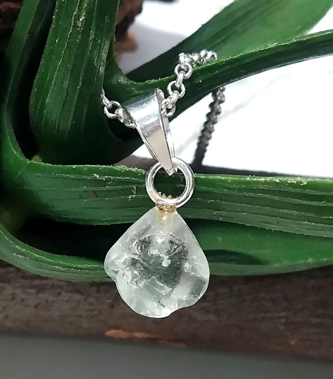 Natural Crystal Quartz Gemstone Rough Pendant, 925 Sterling Silver Jewelry Crystal Quartz Pendant, Rough Chain Necklace Pendant Gift For Her