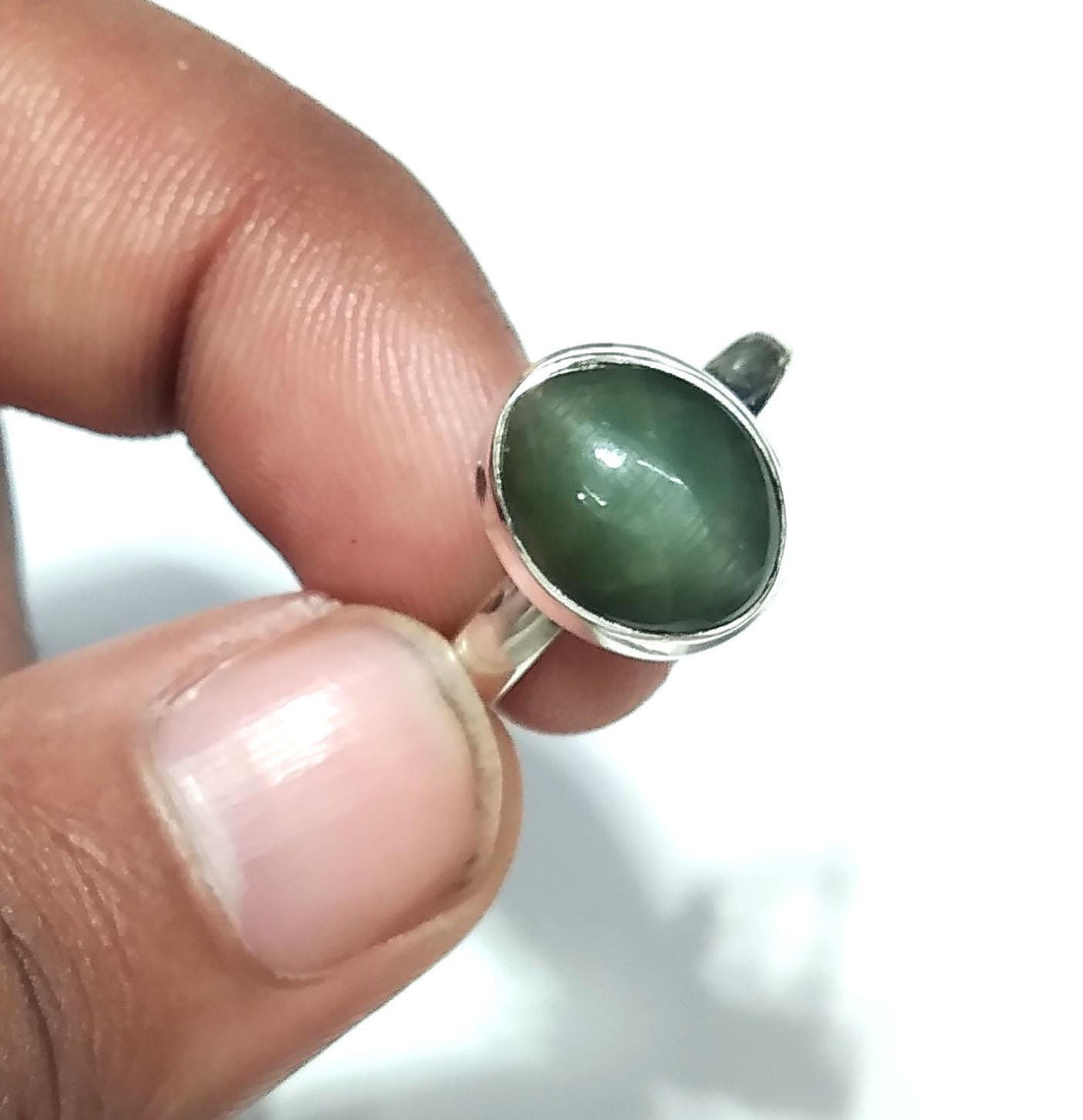 Natural Cat's Eye Gemstone Ring, Solid 925 Starling Silver Ring, Amazing Cats Eye Stone Size 11x9 mm Handmade Ring, Gift Birthday Ring