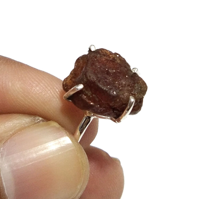 Natural Raw Hessonite Gemstone Ring, Solid 925 Sterling Silver Ring, Top Color Hessonite Stone Size 14x11 mm Handmade Gift Birthday Ring