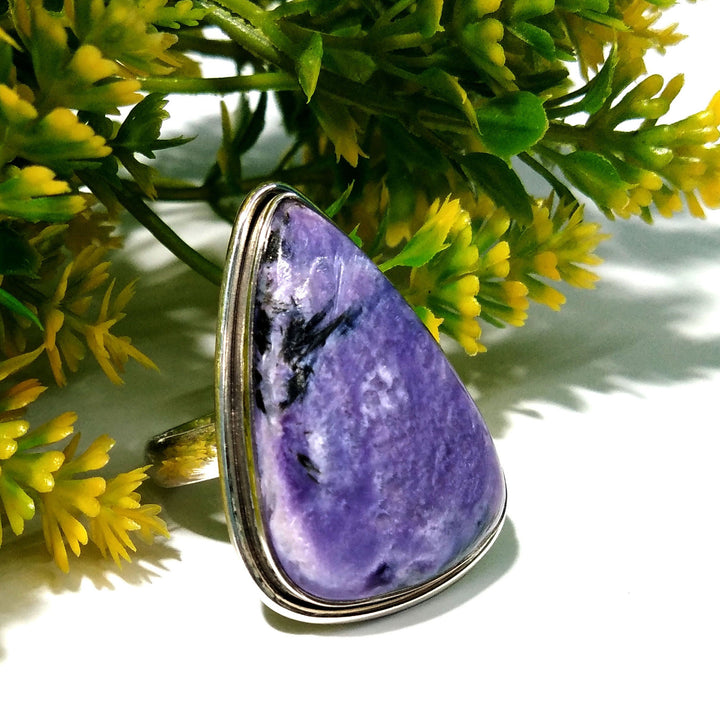 Charoite Gemstone Ring, 925 Starling Silver Ring, Handmade Making Silver Ring, Gemstone Silver Jewelry Gift Item For Wedding Etc.