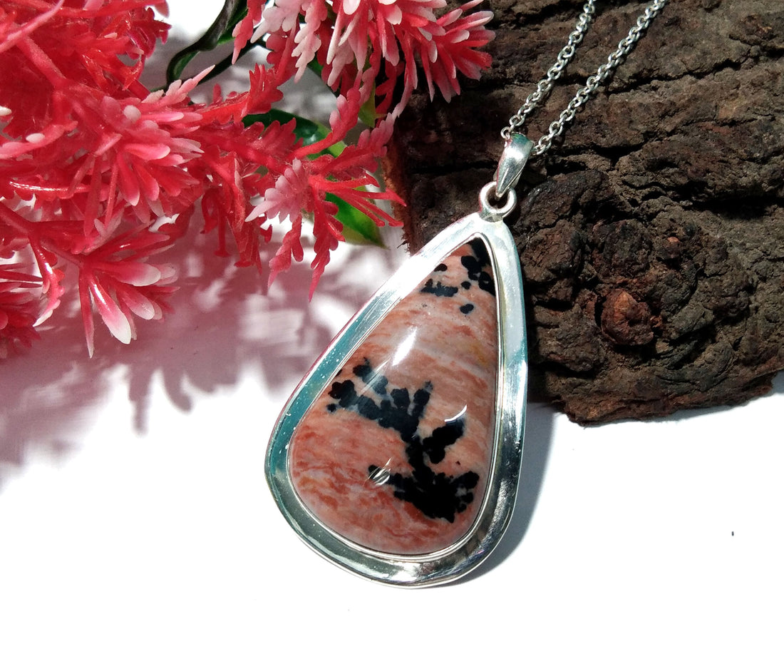 Natural Honey Dendrite Opal Stone Pendant Chain Necklace, 925 Sterling Silver Pendant Designer, Honey Dendrite Stone Pendant Gift For Her