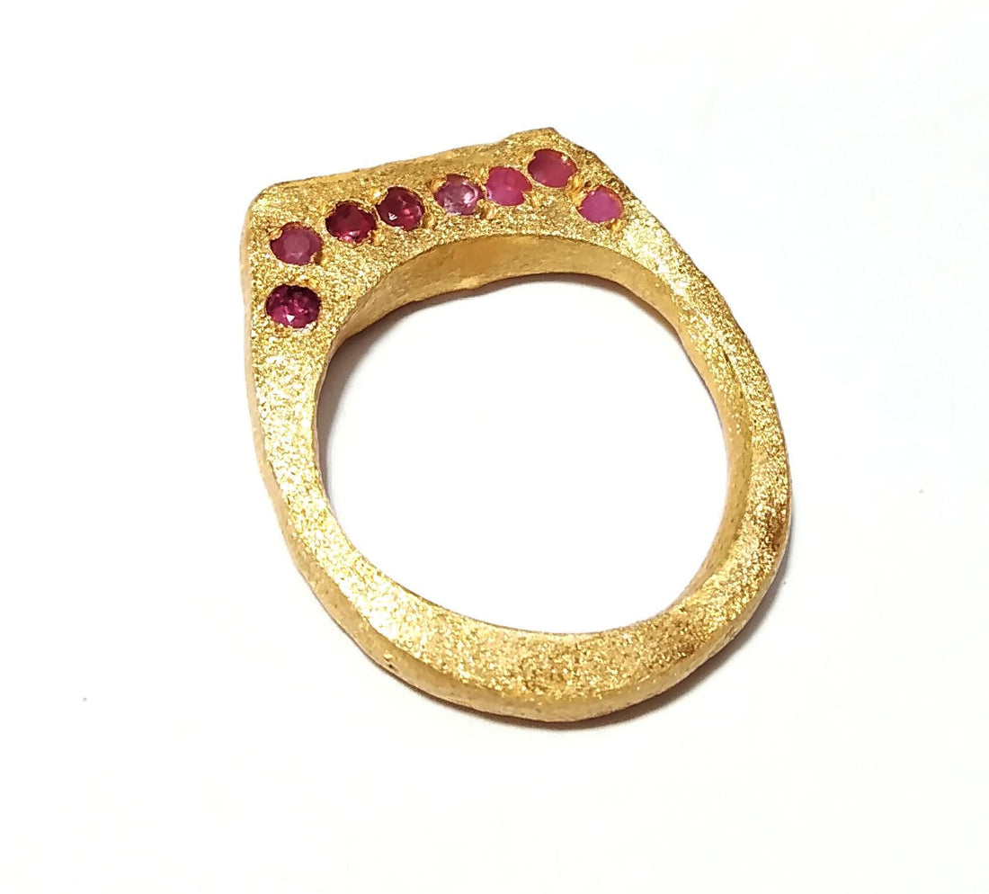 Natural Red Ruby Ring, Solid 925 Sterling Silver Gold Plated Ring, Beautiful Silver Design Red Ruby Ring, Handmade Ring, Gift Birthday Ring