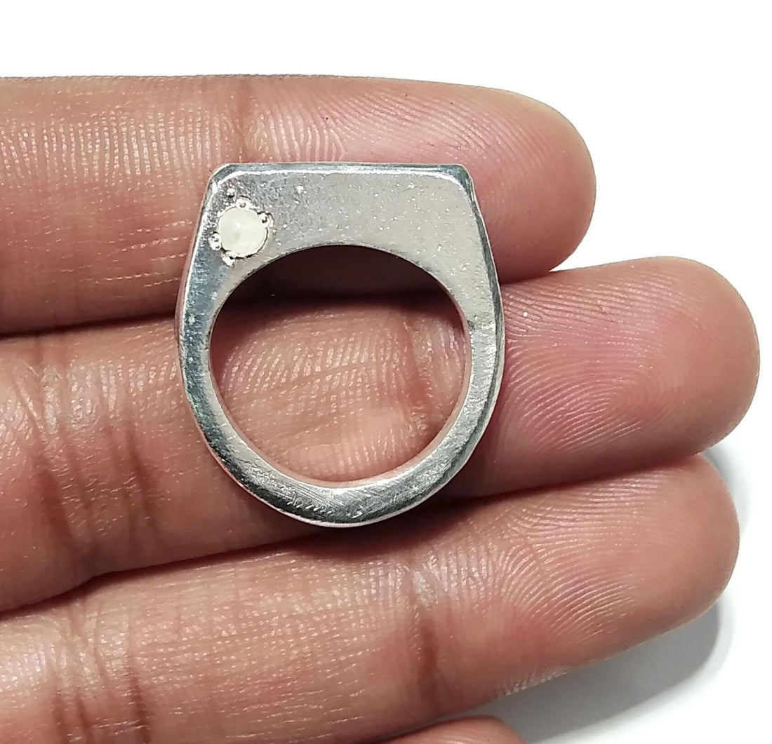 Solid 925 Starling Silver Ring, Natural Rainbow Moonstone Silver Ring, Nice Design Good Making Gift Ring, Handmade Ring, For Men & Women.