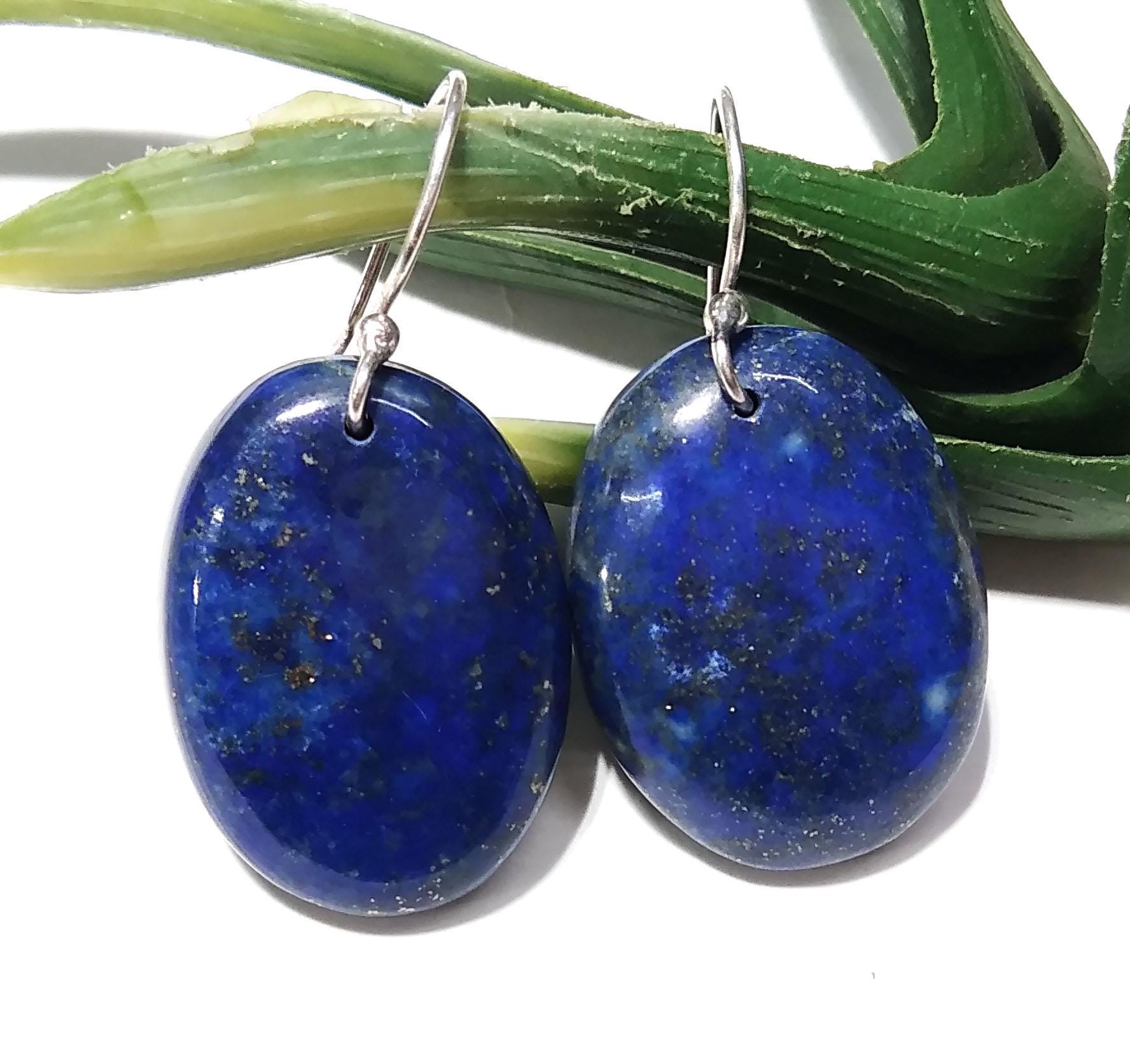 Lapis Lazuli Earring, Natural Lapis Lazuli Gemstone Earring, 925 Sterling Silver Earring, Handmade Silver Jewelry Hoop Earring, Gift For Her