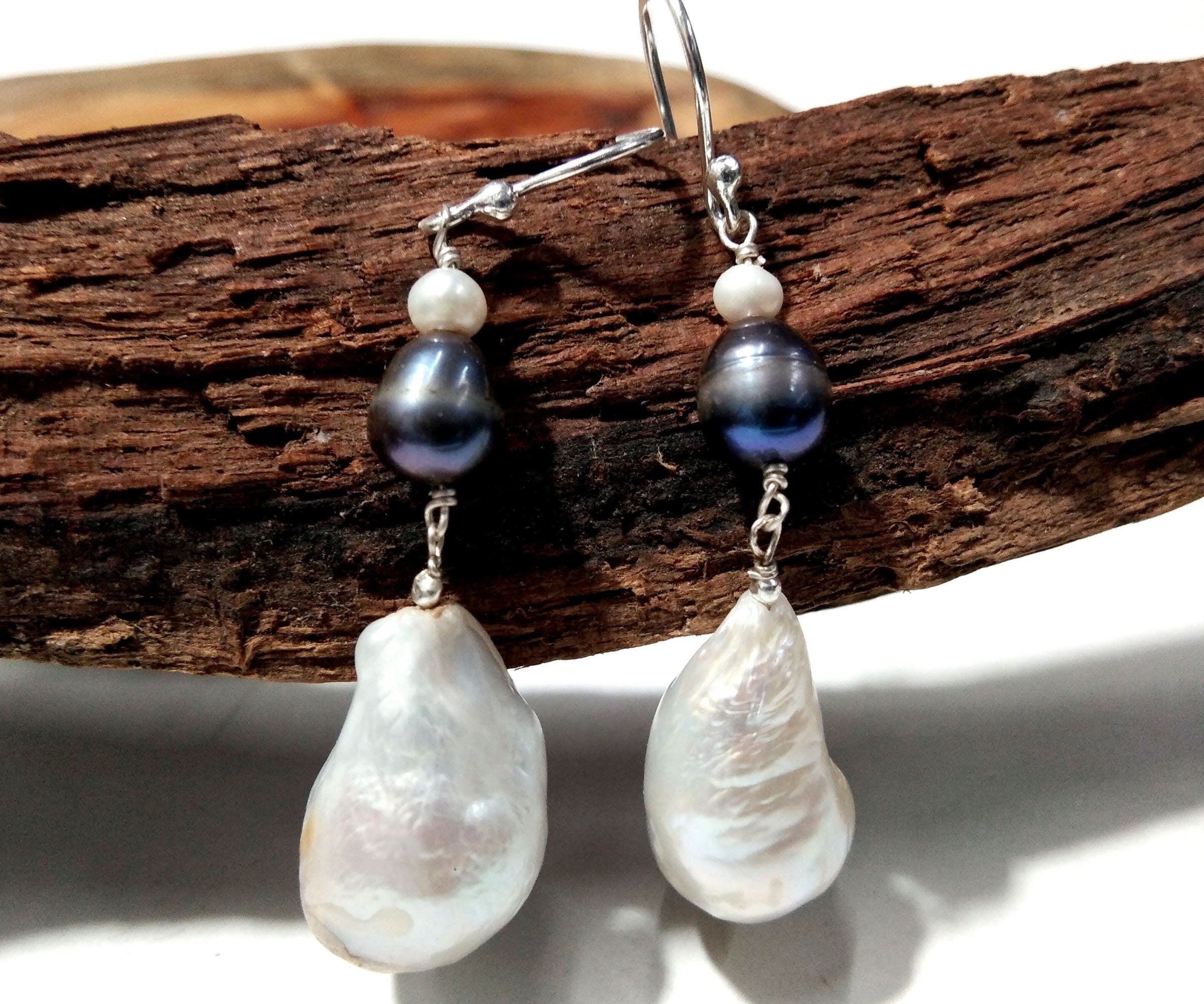 White Natural Baroque Pearl Earring, 925 Sterling Silver Earring, Elegant Pearl Gift, Fine Baroque Pearl Jewelry, Handmade Earring For Women