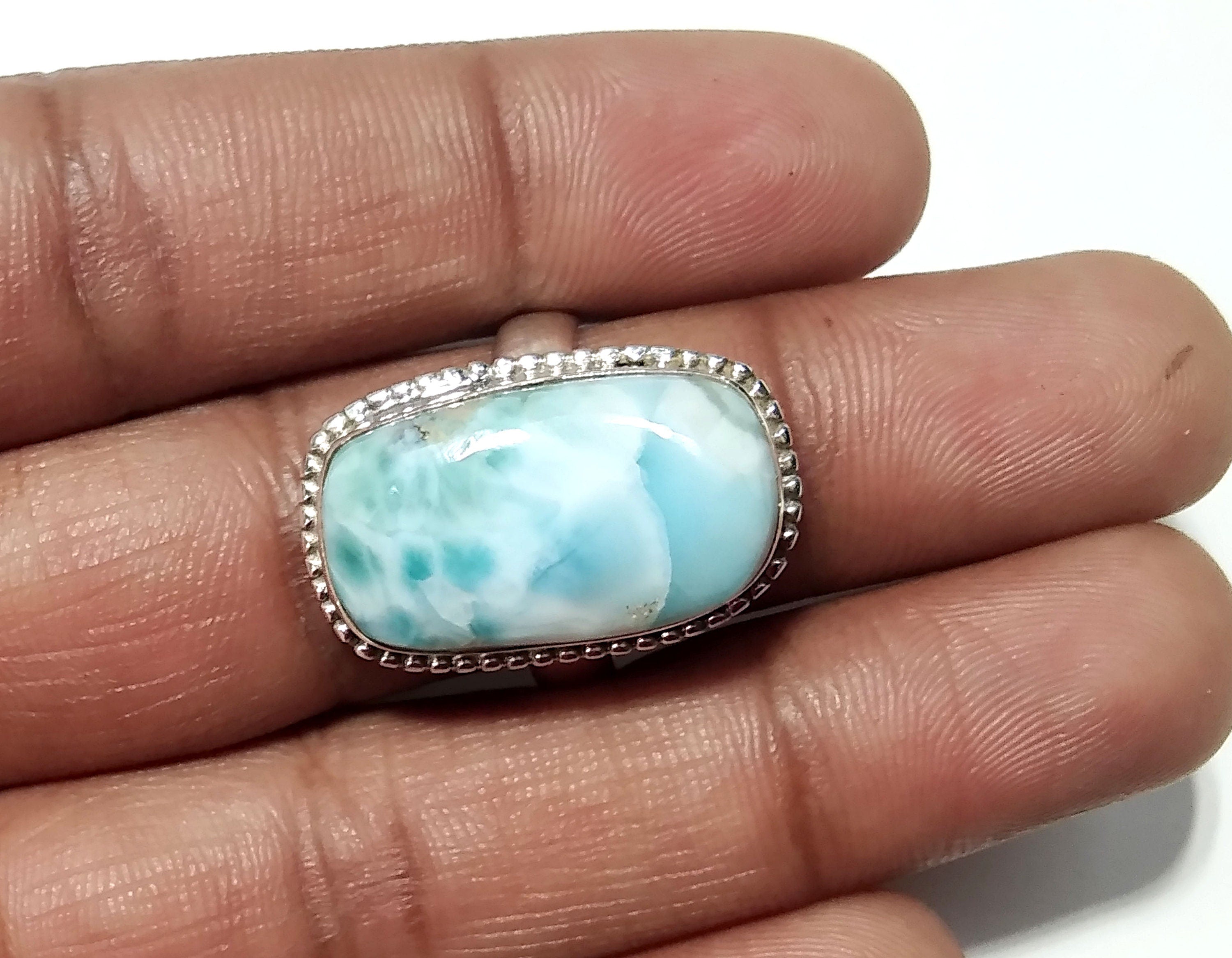 Larimar Gemstone Ring, Solid 925 Starling Silver Ring, Nice Design Good Making Gift Ring, Larimar Stone Ring, For Girls & Women