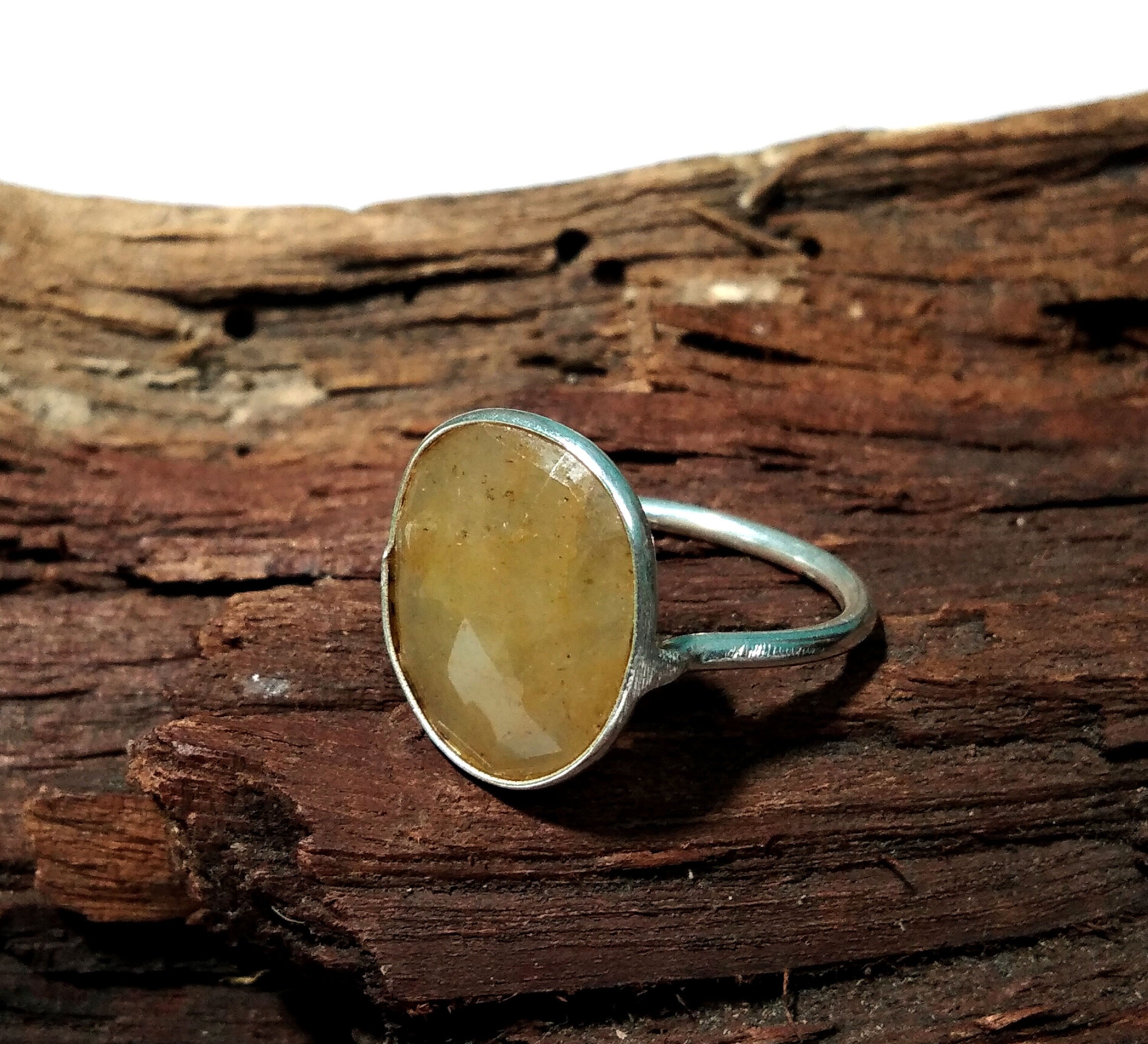 Natural Yellow Sapphire Stone Ring, 925 Solid Starling Silver Ring, Handmade Bezel Ring, Top Color Yellow Sapphire Gift Ring, Birthday Ring