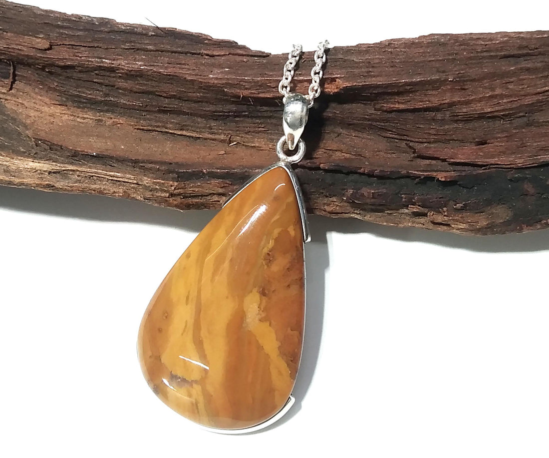 Natural Yellow Jasper Pendant, 925 Sterling Silver Pendant Chain Necklace, Gemstone Jasper Jewelry, Handmade Silver Pendant For Wedding Gift