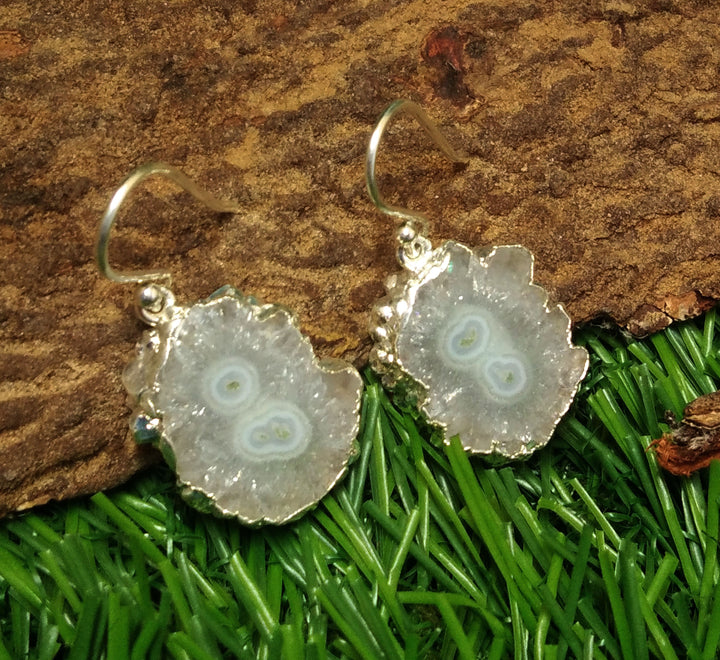Natural White Solar Quartz Gemstone Earring, 925 Sterling Silver Earring, Amazing Solar Earring, Stone Size 18x16 mm Gift Birthday Earring