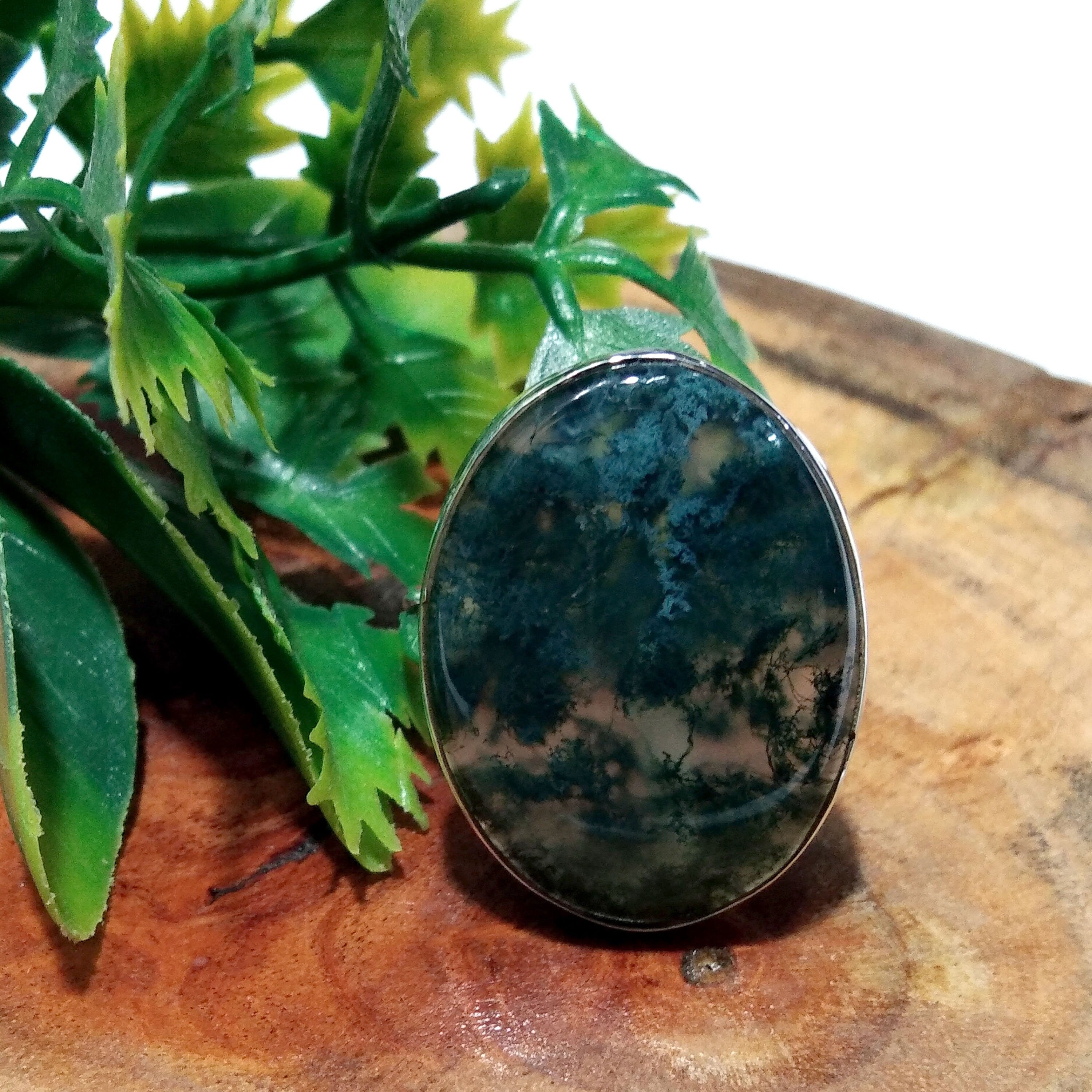Natural Moss Agate Gemstone Ring, 925 Solid Sterling Silver Ring, A+++ Moss Agate Stone Size 26x20 mm Handmade Ring, Gift Birthday Ring