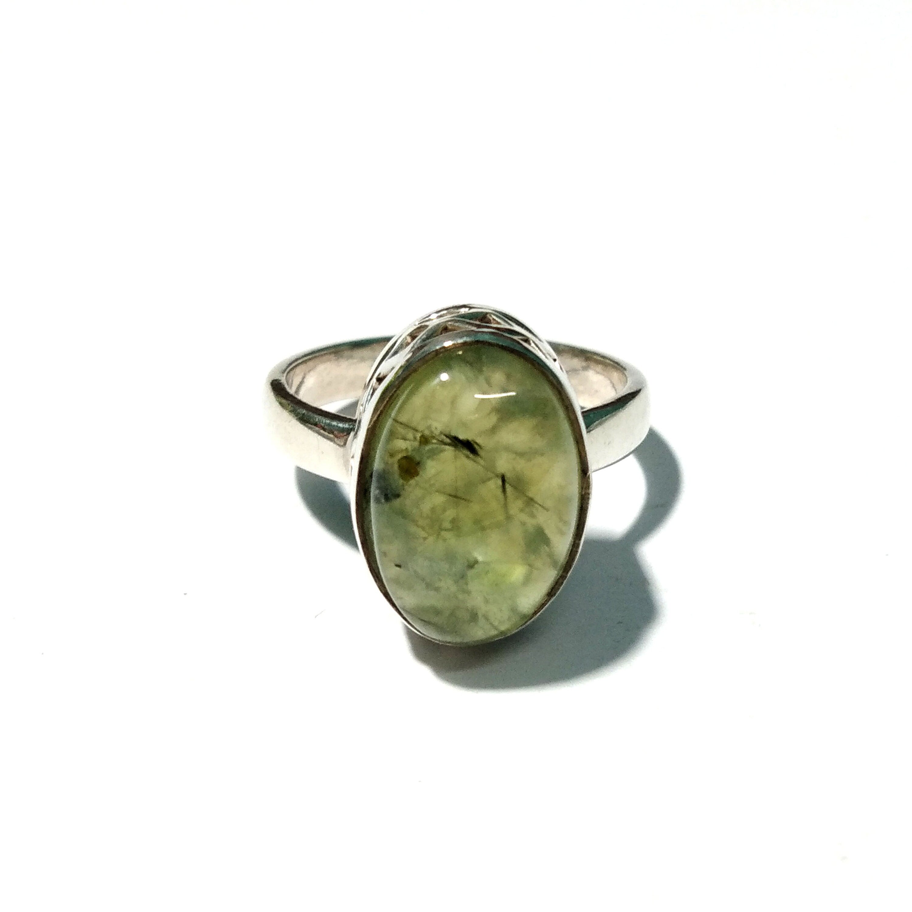 Natural Prehnite Stone Ring, Engagement Ring, 925 Silver Antique Ring, Unique Ring, Statement Ring For Girls/Woman, Gift Wedding/Anniversary