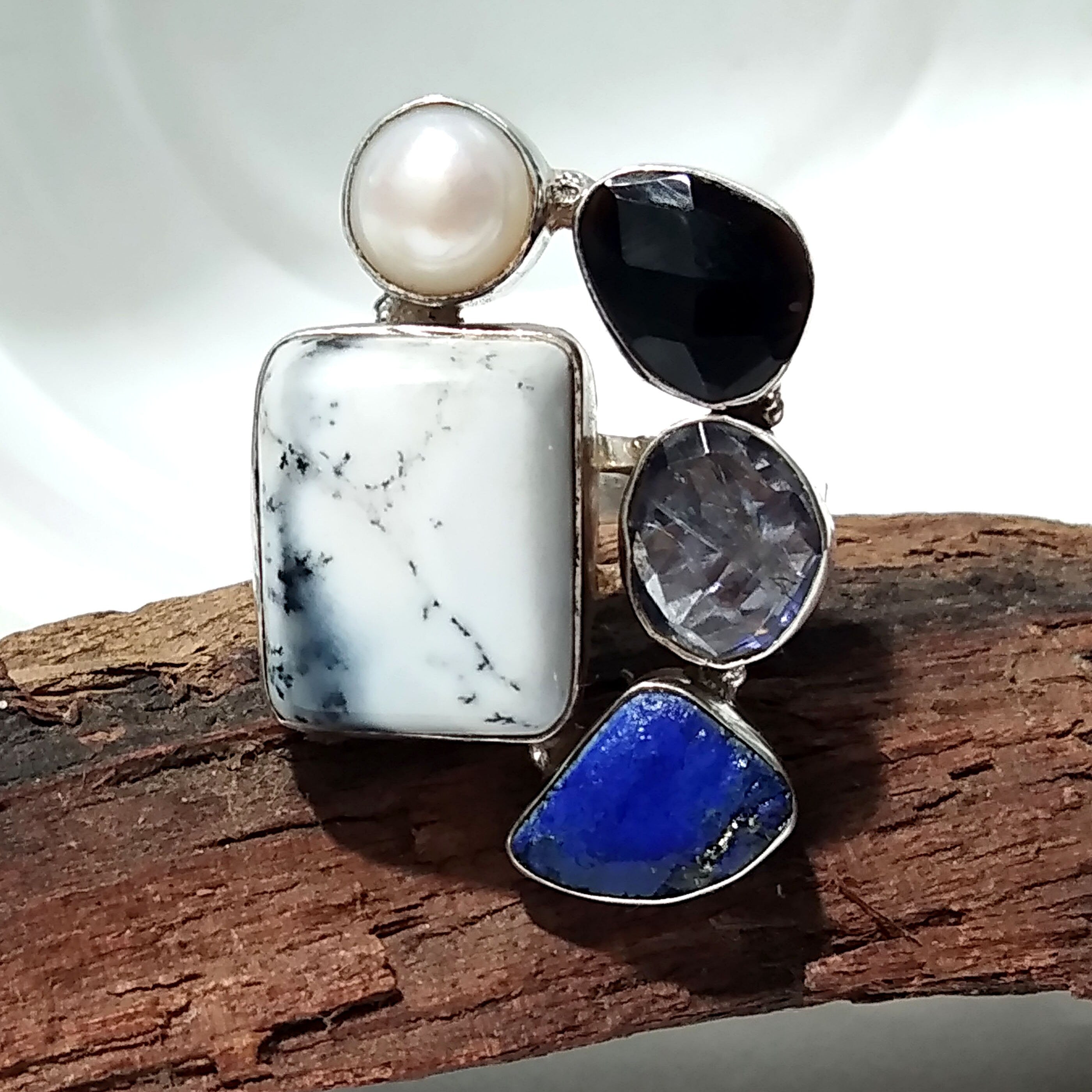 925 Starling Silver Rings, With All Natural Gemstone Rings, Beautiful Nice Multi Stone Ring, Handmade Gemstone Ring, For Girls & Women Ring.