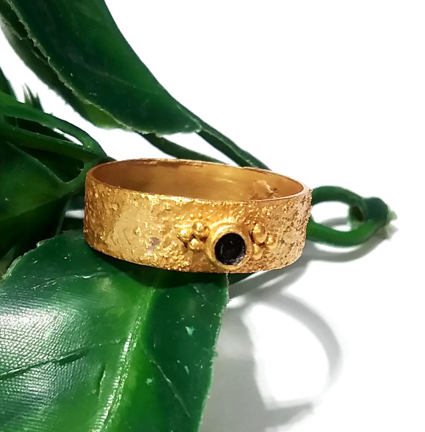 Natural Black Spinel Ring, Solid 925 Sterling Silver Gold Plated Ring, Amazing Black Spinel Ring, Handmade For Gift Birthday Ring