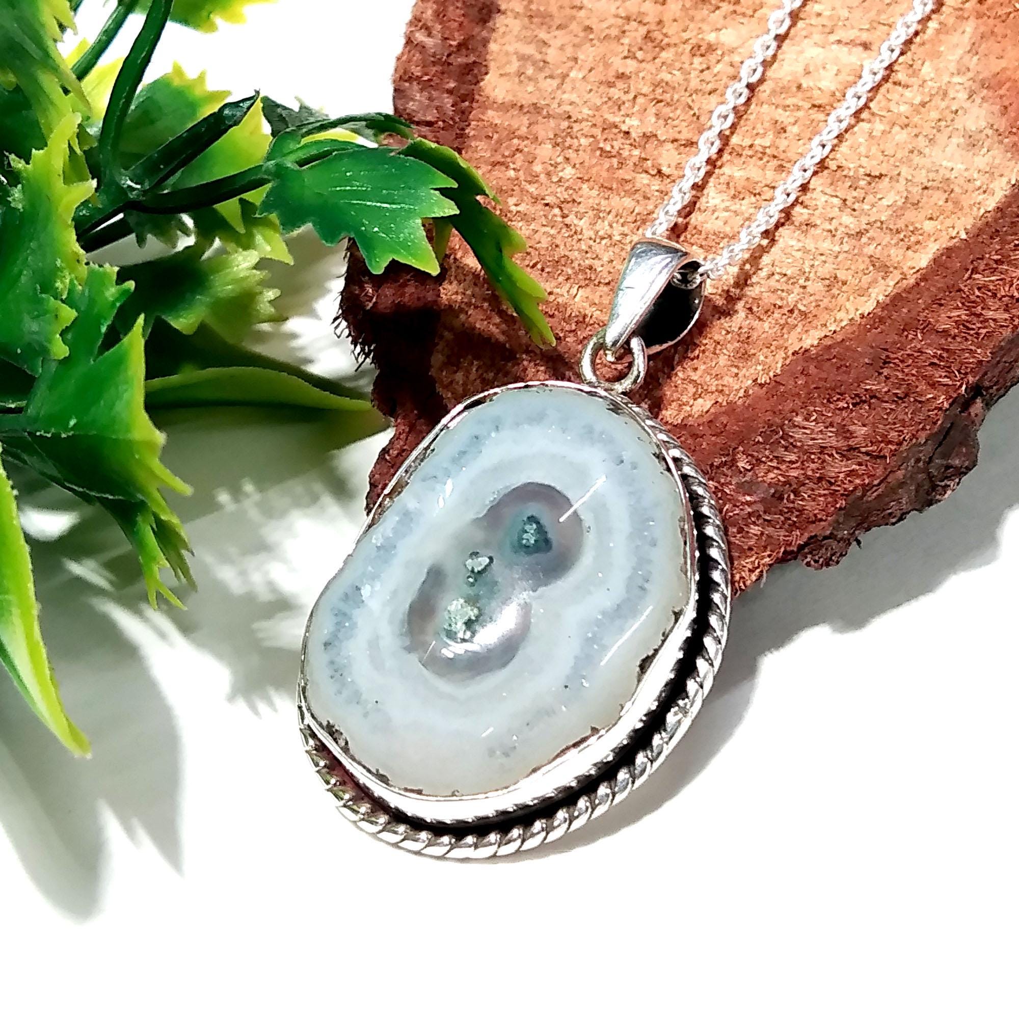 Natural Solar Quartz Gemstone Pendant Chain Necklace, 925 Starling Silver Pendant, Necklace Handmade Jewelry Stone Size 24x18mm Gift Pendant