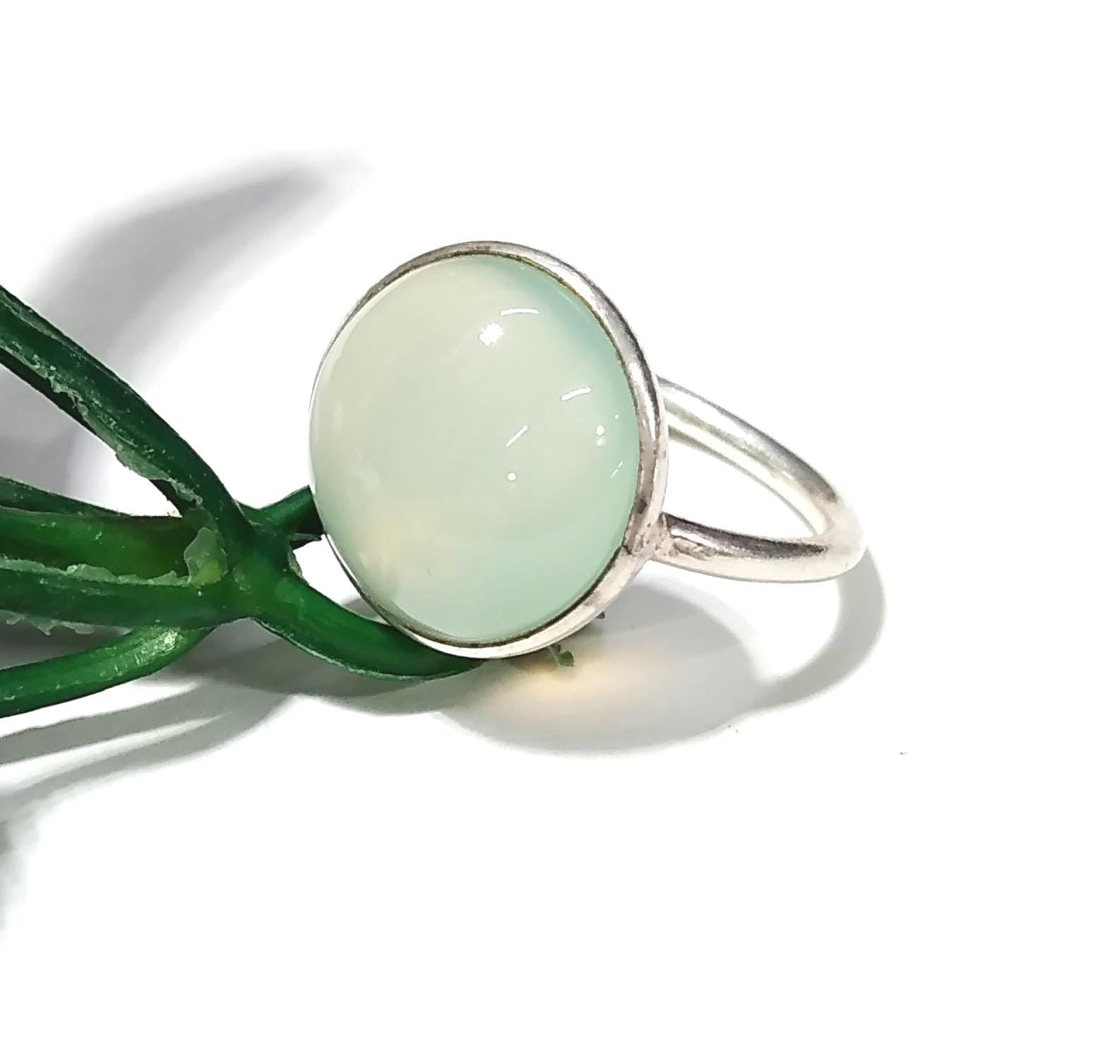 Natural Aqua Chalcedony Gemstone Ring, Solid 925 Sterling Silver Ring, Chalcedony Stone Size 12x12mm Handmade Ring, Gift Statement Ring