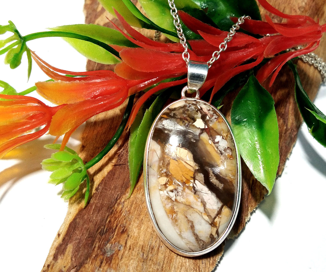 Natural Brecciated Mookaite Gemstone Pendant Chain Necklace, 925 Sterling Silver Pendant Jewelry Handmade Gift Easter Pendant Chain Necklace