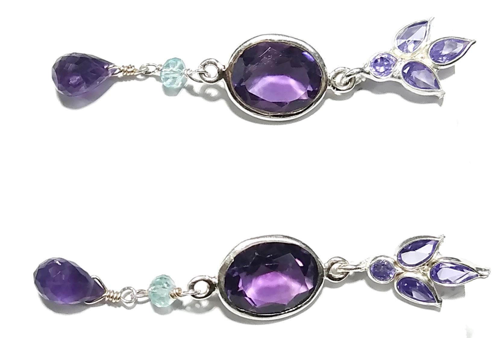 Natural Purple Amethyst, Tanzanite Earrings, 925 Starling Silver Earring, Amethyst Stone Handmade Earring, Gift Women Bridesmaid Earring