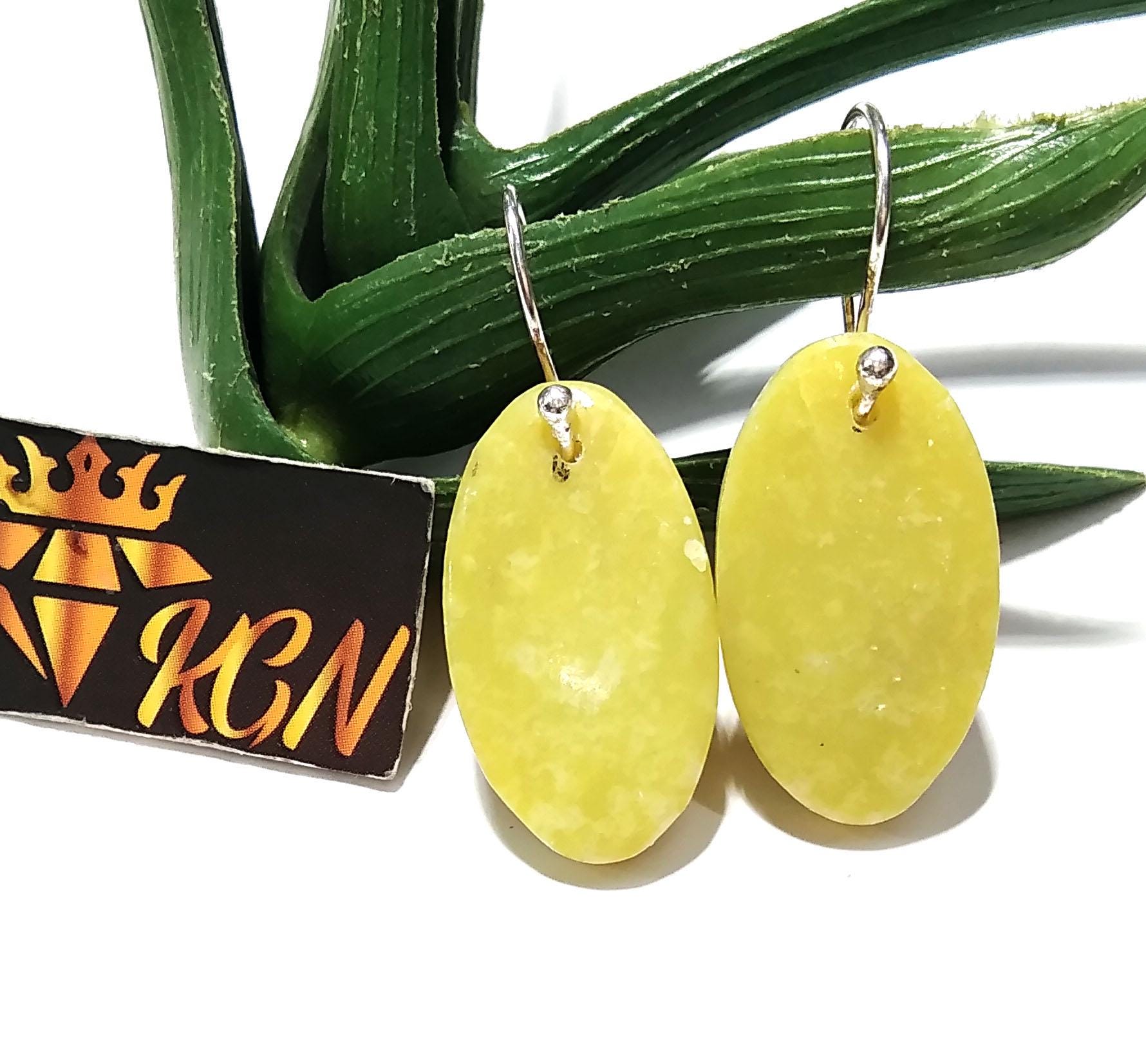 Natural Green Opal Gemstone Earring, 925 Sterling Silver Earring, Green Opal Hoop Earring, Stone Size 25x14mm Gift For Girls/Women Earring