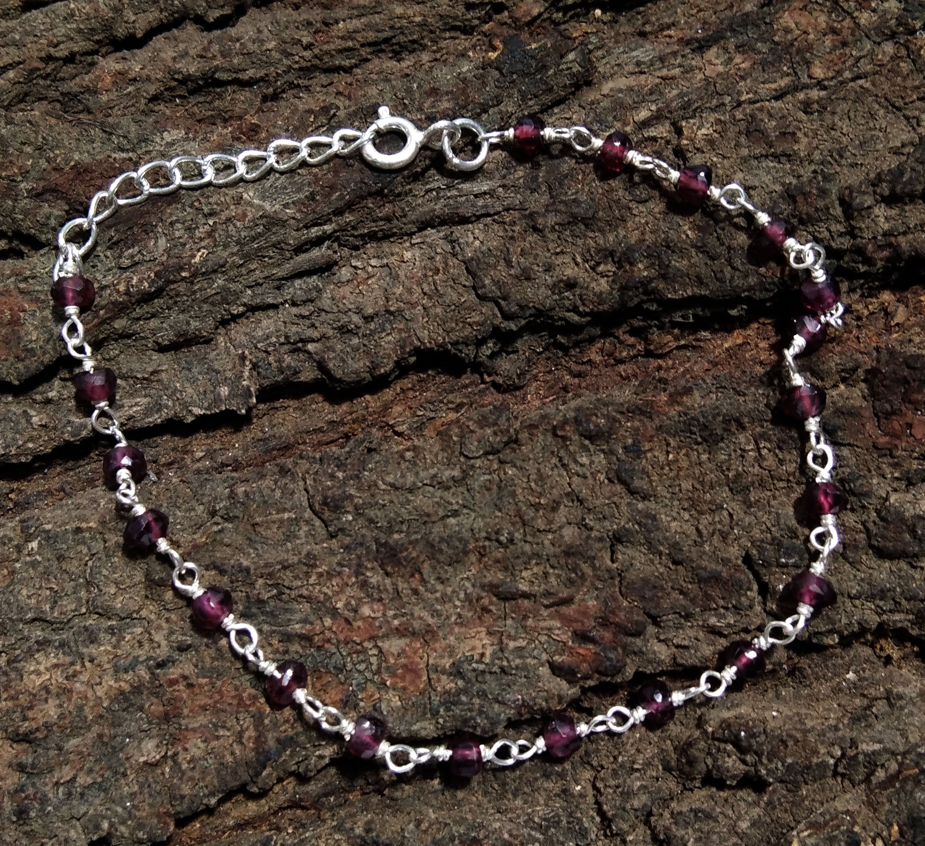 Natural Red Garnet Bracelet Stone, 925 Sterling Silver Bracelet Beaded, Garnet Bracelet, Good Color Garnet Birthstone Valentine day Bracelet