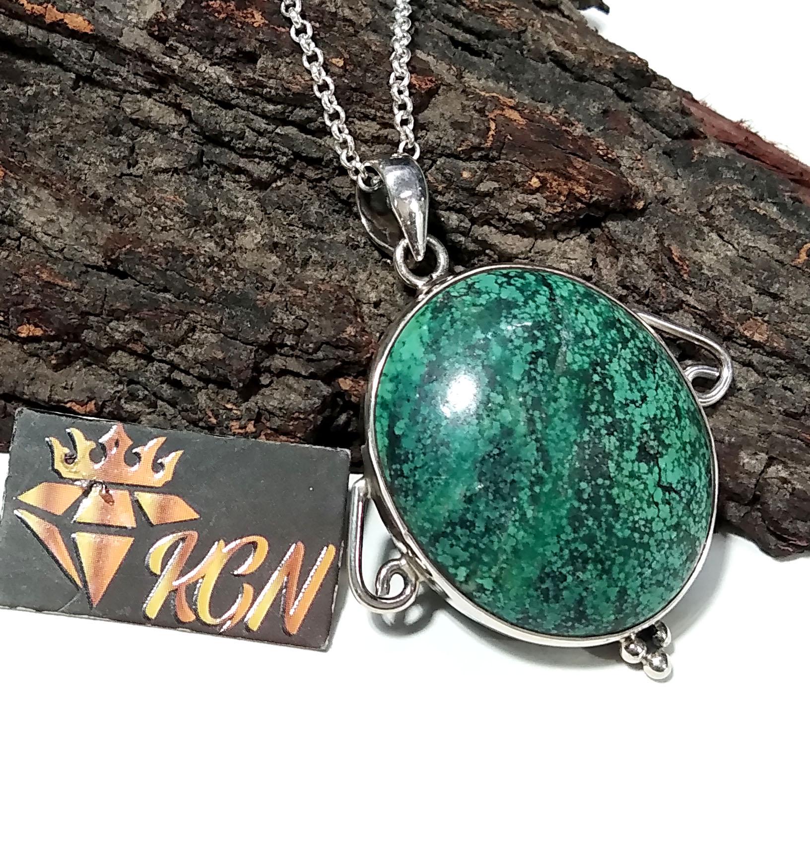 Turquoise Gemstone Pendant Chain Necklace, 925 Starling Silver Pendant Jewelry, Natural Tibetan Turquoise Stone Pendant, Gift For Men/Women.