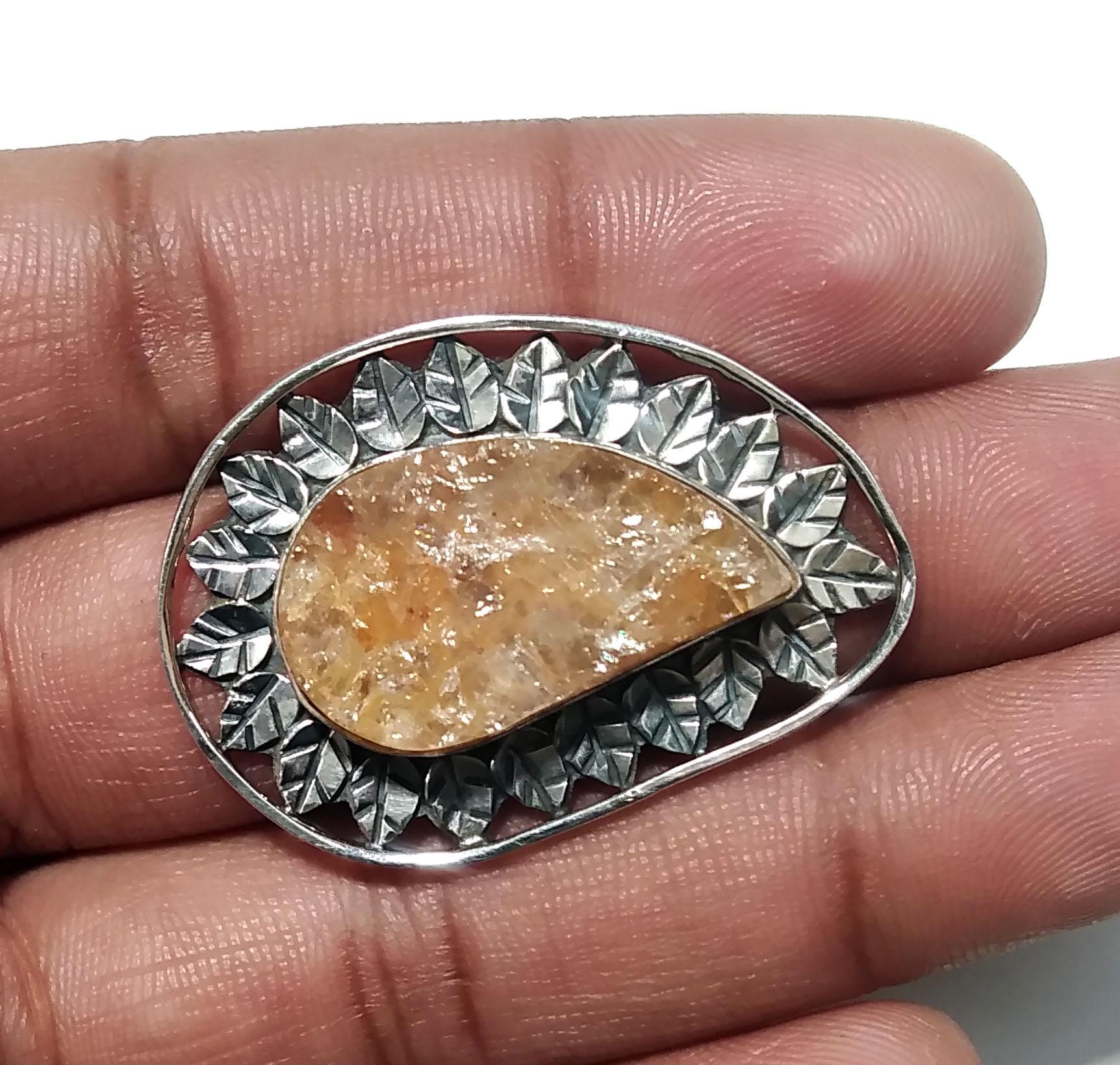 Druzy Rings ! 925 Starling Silver Ring, Natural Gemstone Yellow Aventurine Druzy Ring, Very Beautiful Leaf Stylish Ring, For Girls & Woman