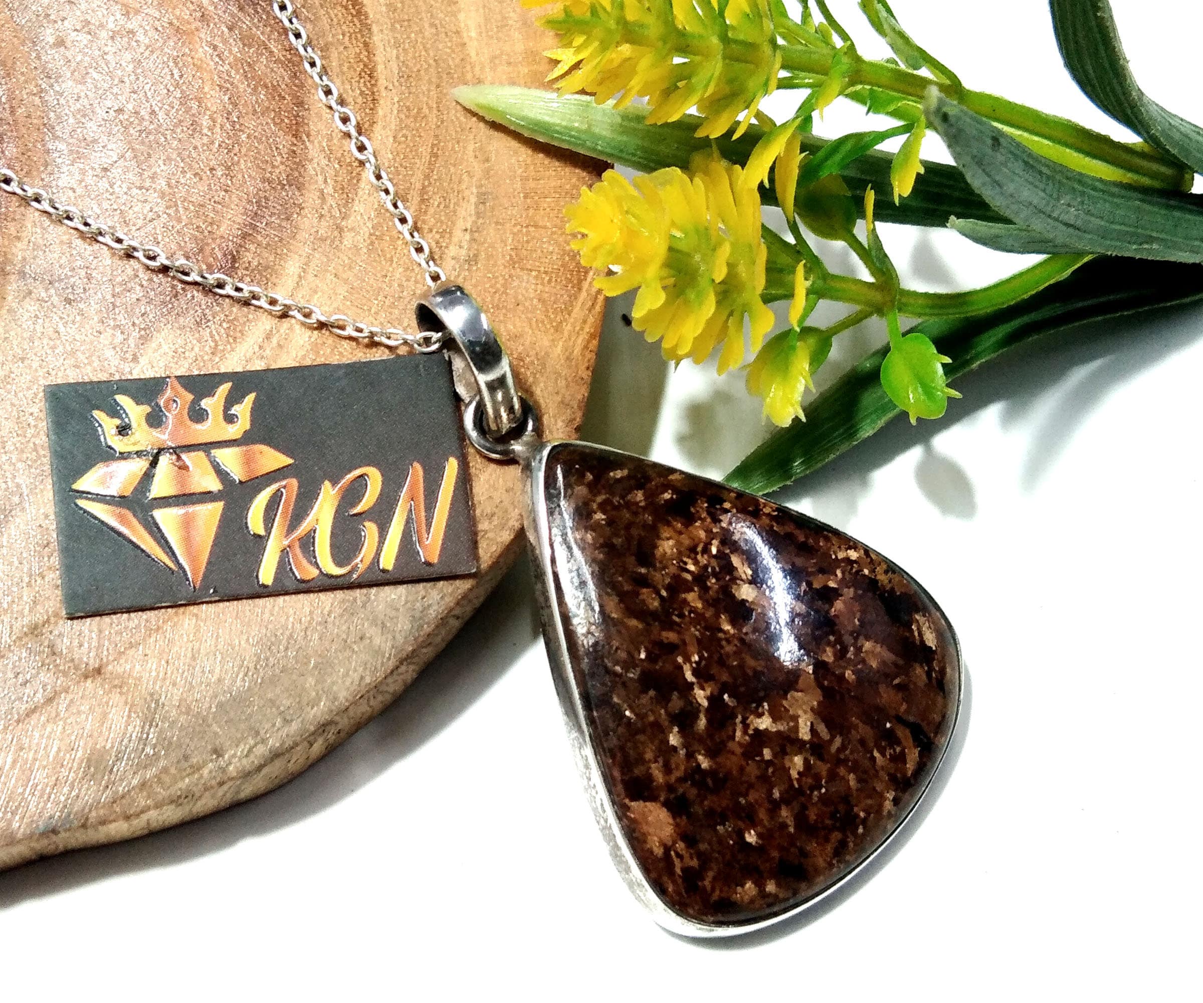 Natural Bronzite Gemstone Pendant, Solid 925 Starling Silver Pendant, AAA+Top Quality Bronzite Stone Pendant, Birthday Gift Pendant Jewelry