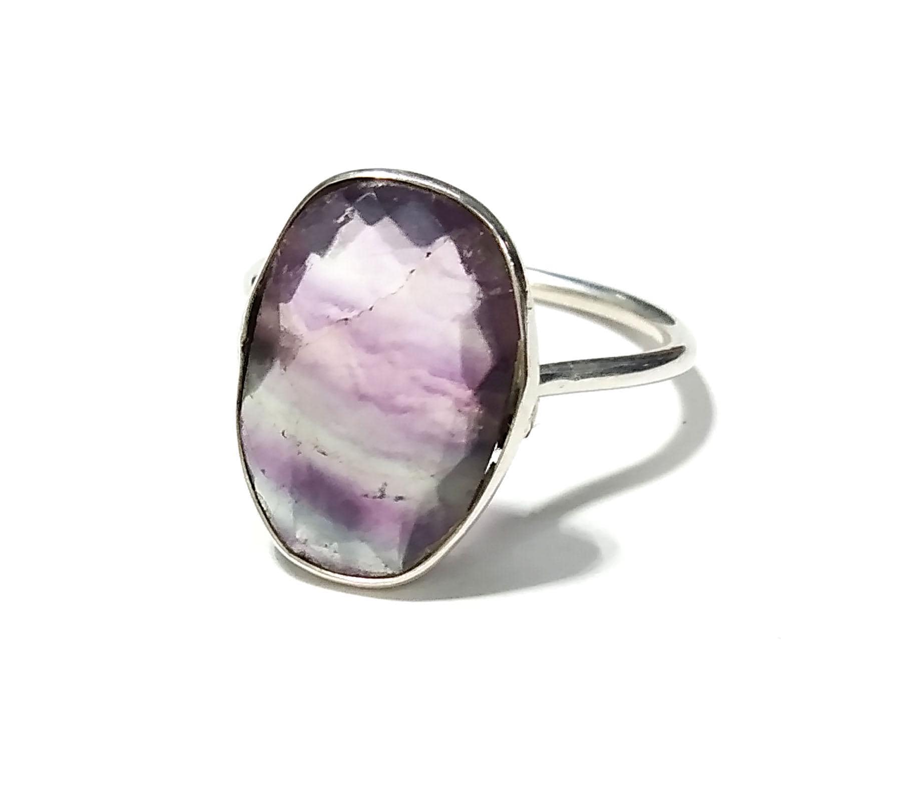 Natural Fluorite Green And purple Fluorite Ring,  925 Solid Sterling Silver Ring,  Stone Size 17x12mm Handmade Silver Ring, Birthday Ring