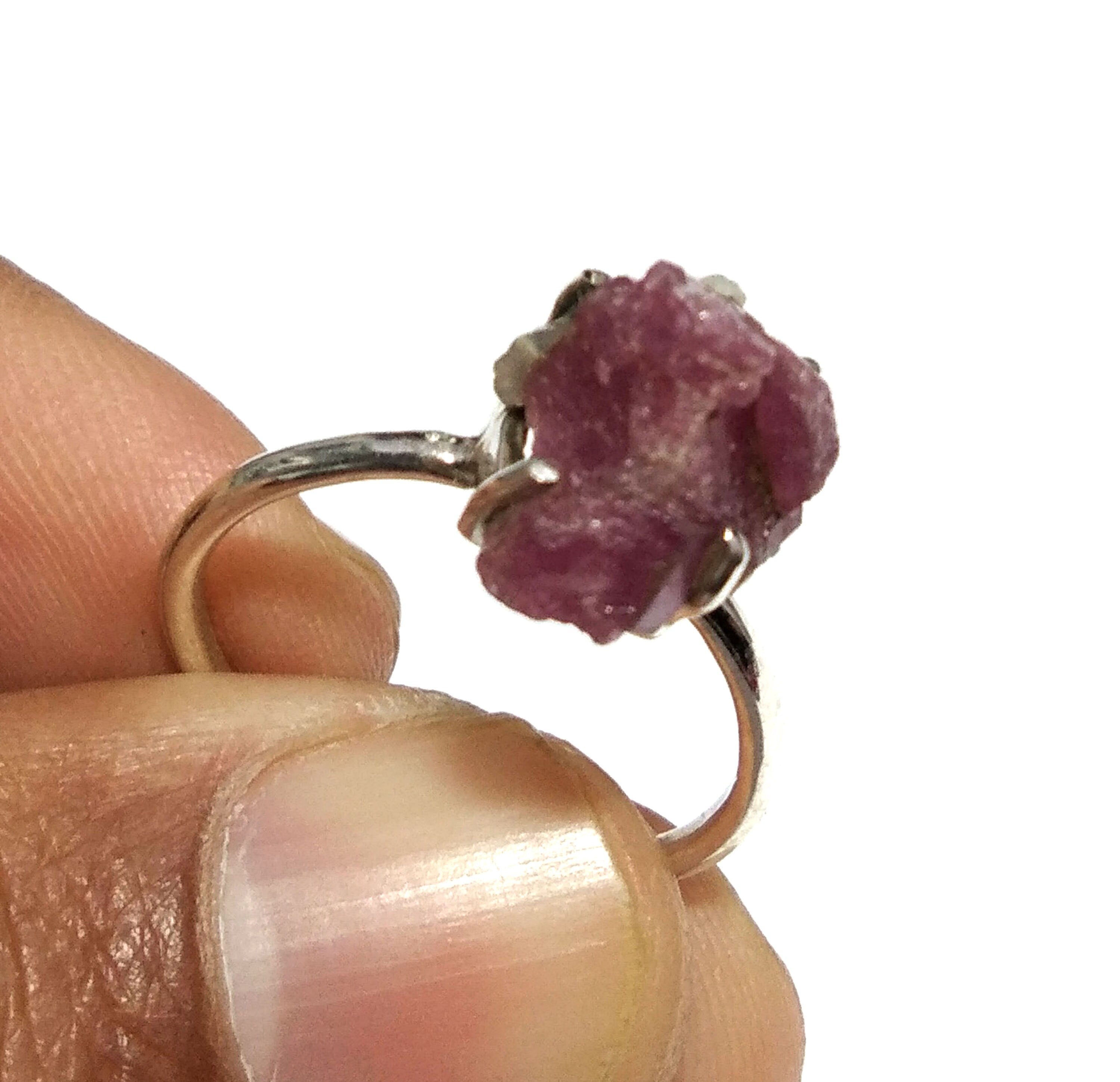 Natural Red Ruby Rough Gemstone Ring, 925 Solid Sterling Silver Ring, Red Ruby Stone Size 14x11 mm Handmade Ring, For Gift Birthday Ring