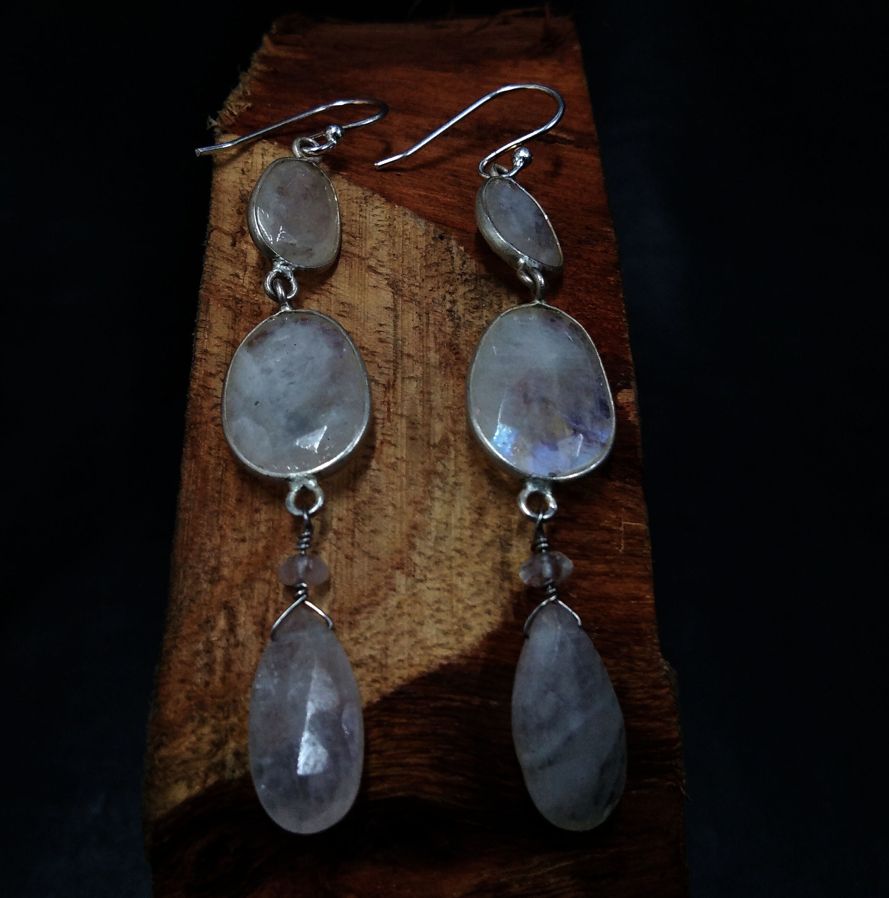 Natural Rainbow Moonstone Multi Fire Stone Earring, 925 Solid Starling Silver Earring, Handmade Moonstone Earring, Gift For Women Earring