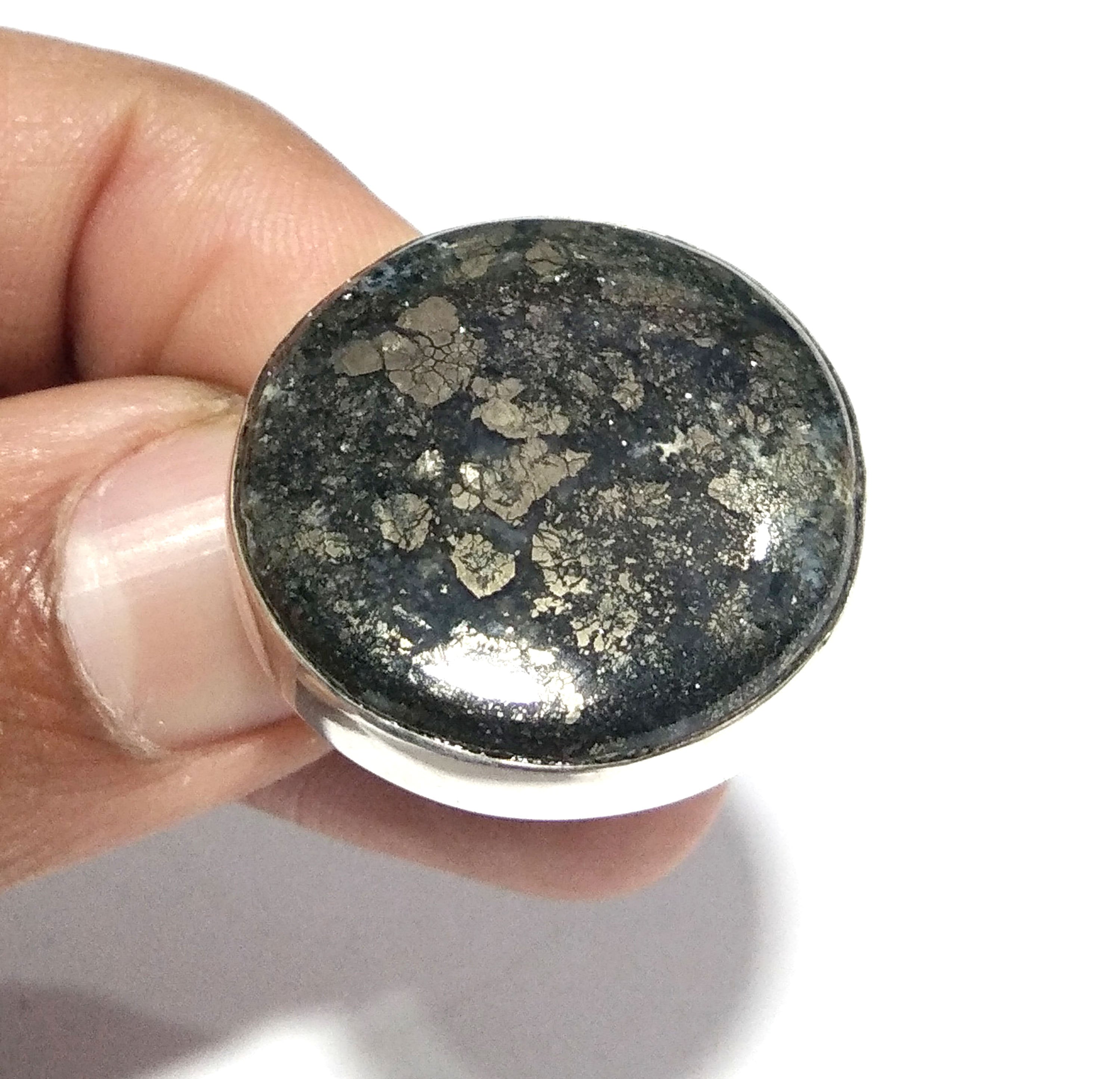 Natural Marcasite Gemstone Ring, 925 Solid Sterling Silver Ring, Marcasite Stone Size 26x26 mm Handmade Silver Ring, Gift Mother’s day Ring