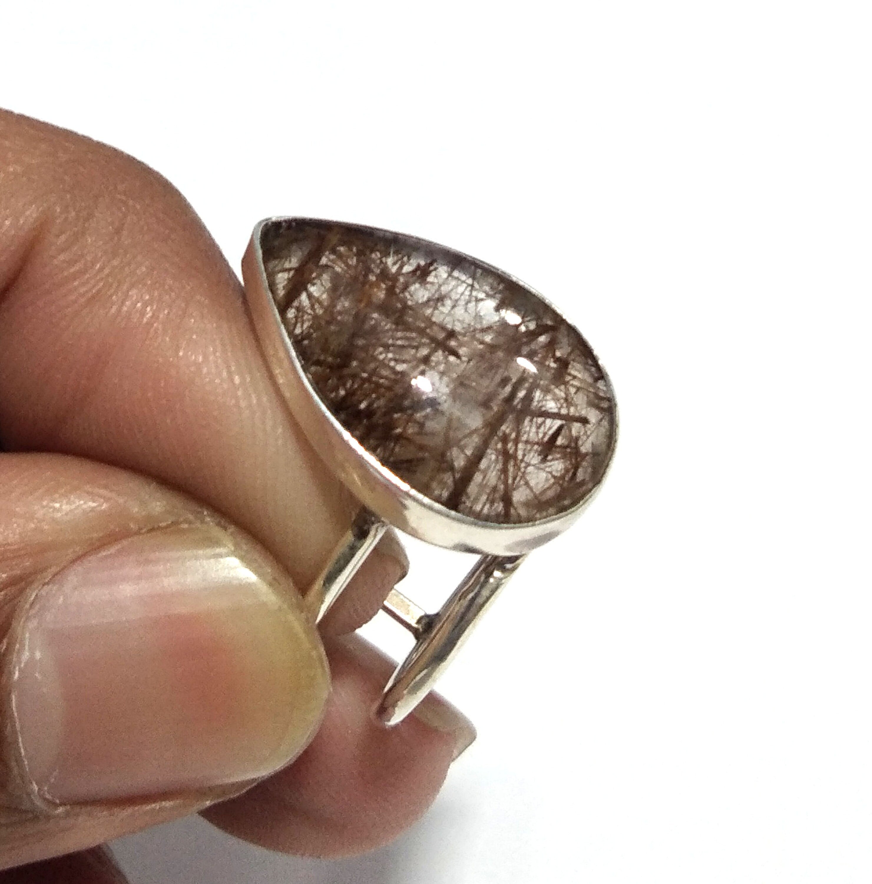 Natural Golden Rutilated Quartz Ring, 925 Solid Sterling Silver Ring, Rutilated Stone Size 13x20 mm Handmade Ring, Gift Birthday Ring