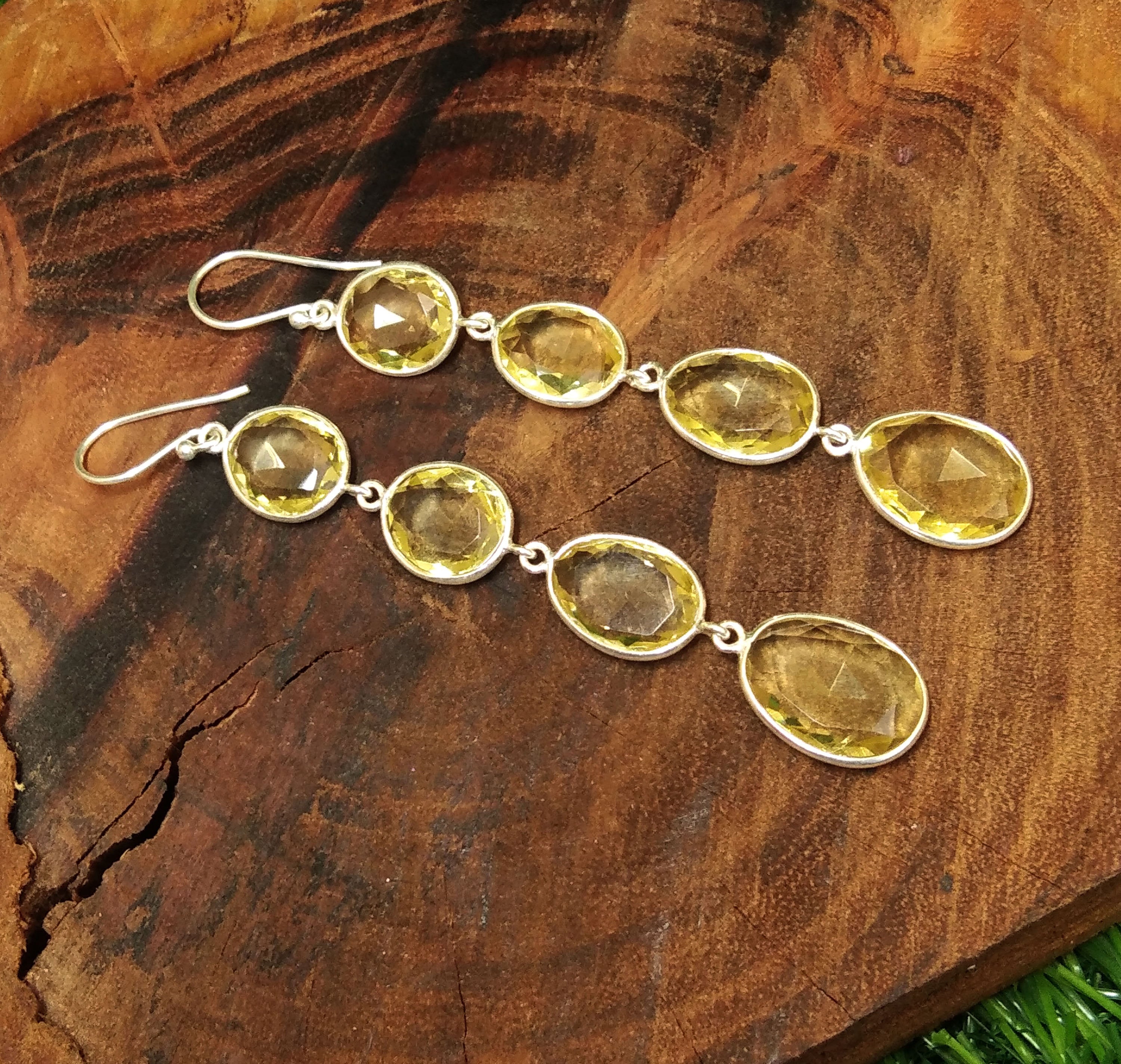 Natural Lemon Quartz Gemstone Earring, 925 Solid Starling Silver Earring, A+++ Lemon Quartz Stone Fancy Shape Stone Size 15x11mm to 11x10mm