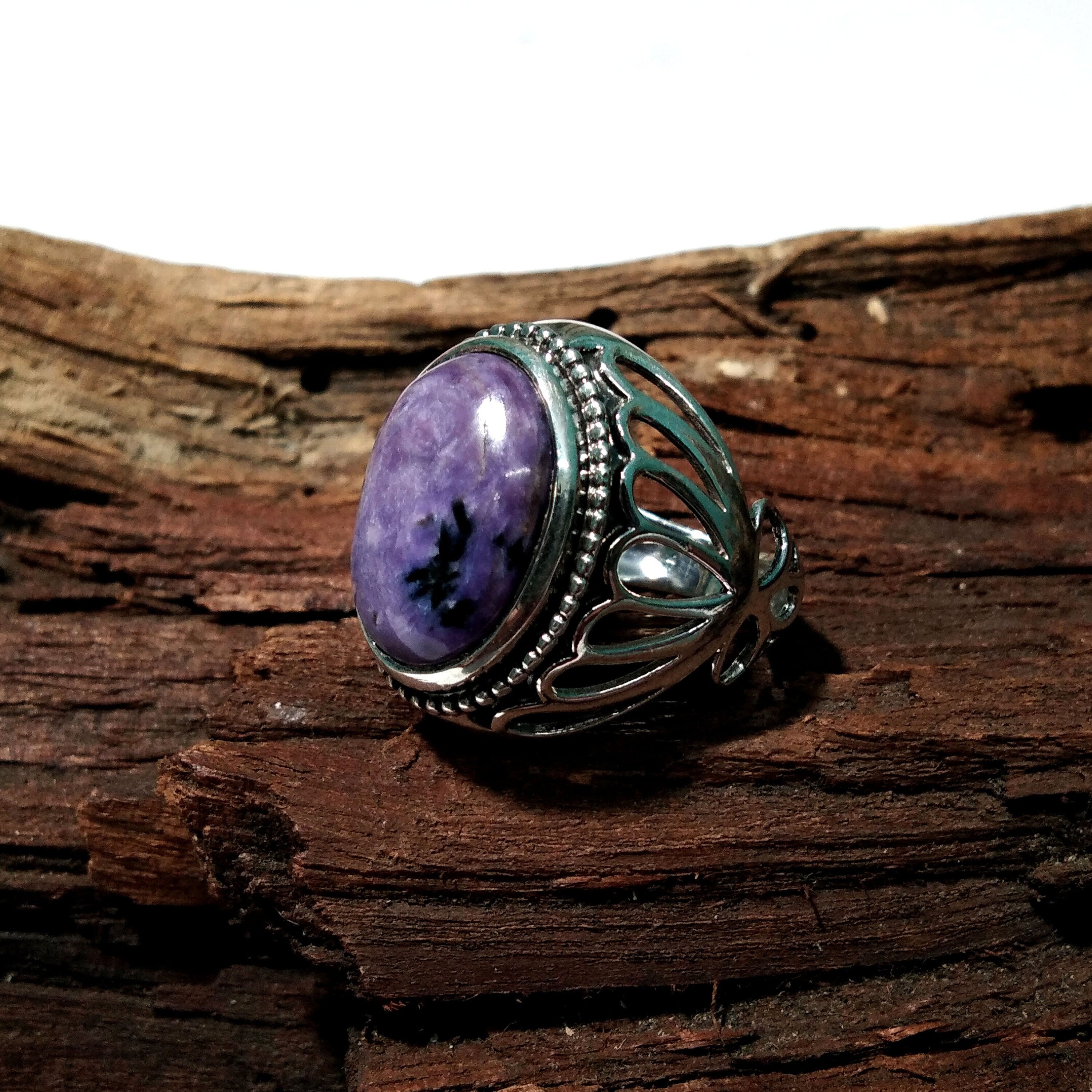 Charoite Cabochon Ring, 925 Sterling Silver Ring, Natural Gemstone Ring, Nice Design Good Making Gift Ring, Very Beautiful Stylish Ring