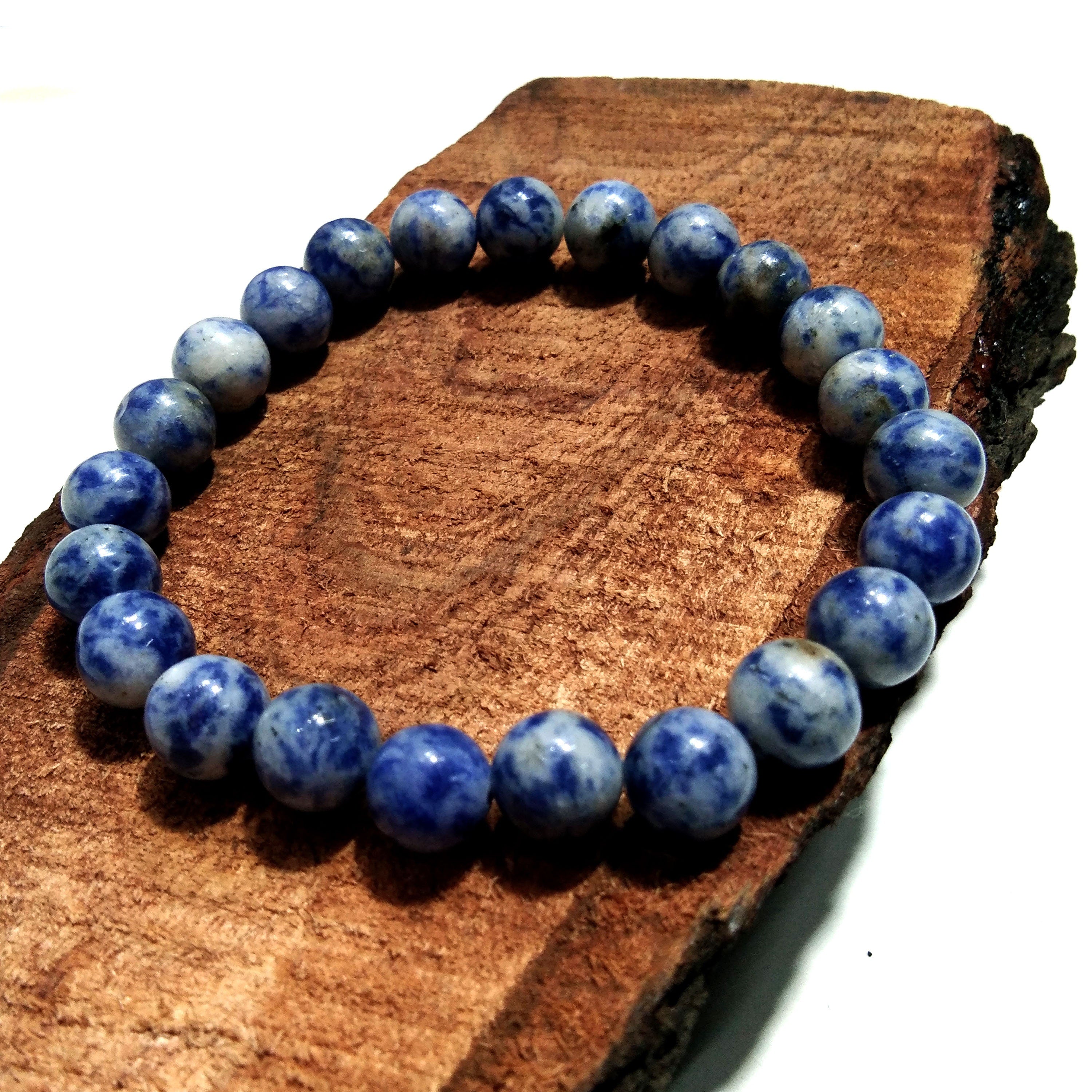 Blue Spot Jasper Bracelet Beads Stone, Natural Blue Spot Jasper Healing Unisex Round Bracelet, Stone Size 8x8 mm Gift Easter day Bracelet