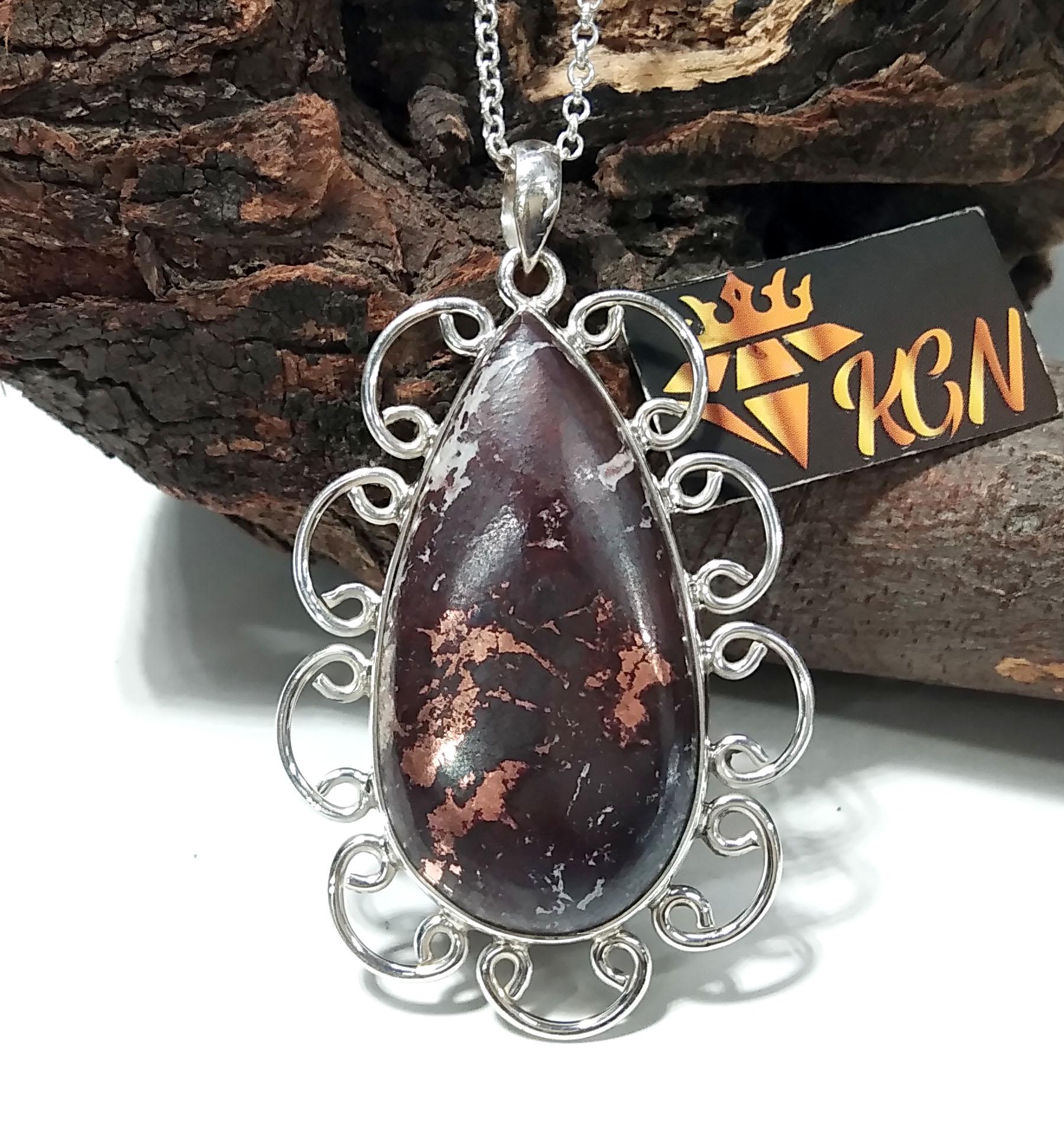 Copper Dolomite Gemstone Pendant, 925 Sterling Silver Copper Dolomite Pendant Chain Necklace, Amazing Design Good Making Stone Pendant