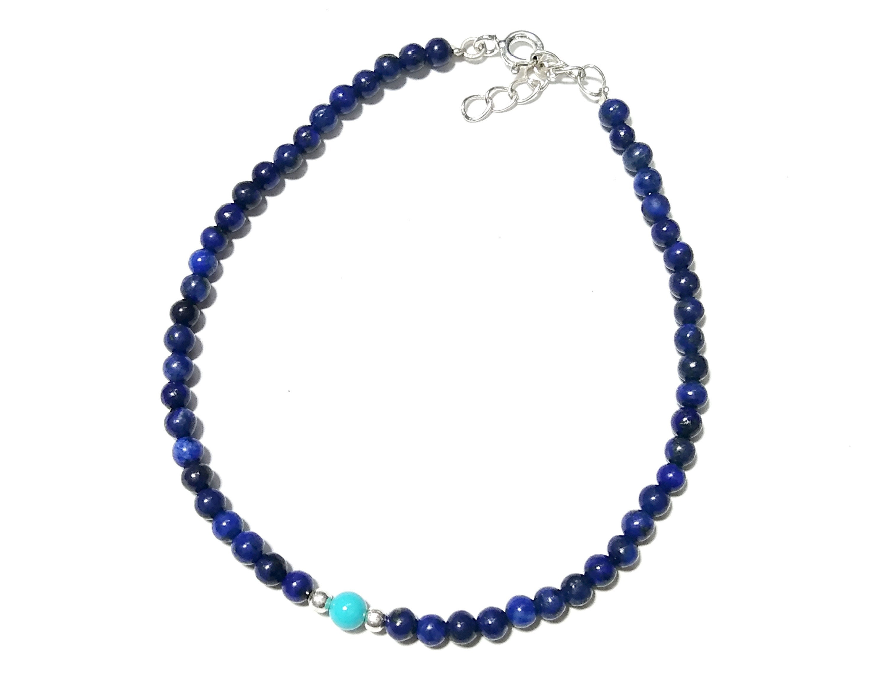 Lapis Lazuli And Turquoise Bracelet, Natural Lapis Lazuli Gemstone Bracelet, 925 Solid Sterling Silver Stone Bracelet, Handmade Jewelry Gift