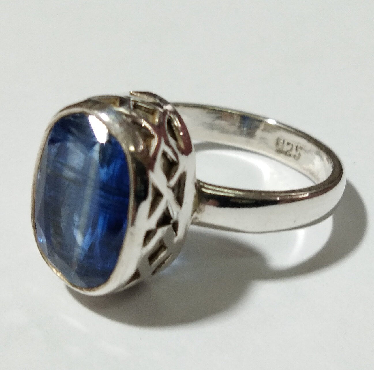 Natural Kyanite Faceted Rings, 925 Solid Starling Silver Ring, Amazing Color Good Quality Nice Making Stylish Rings, For Gift Wedding Ring