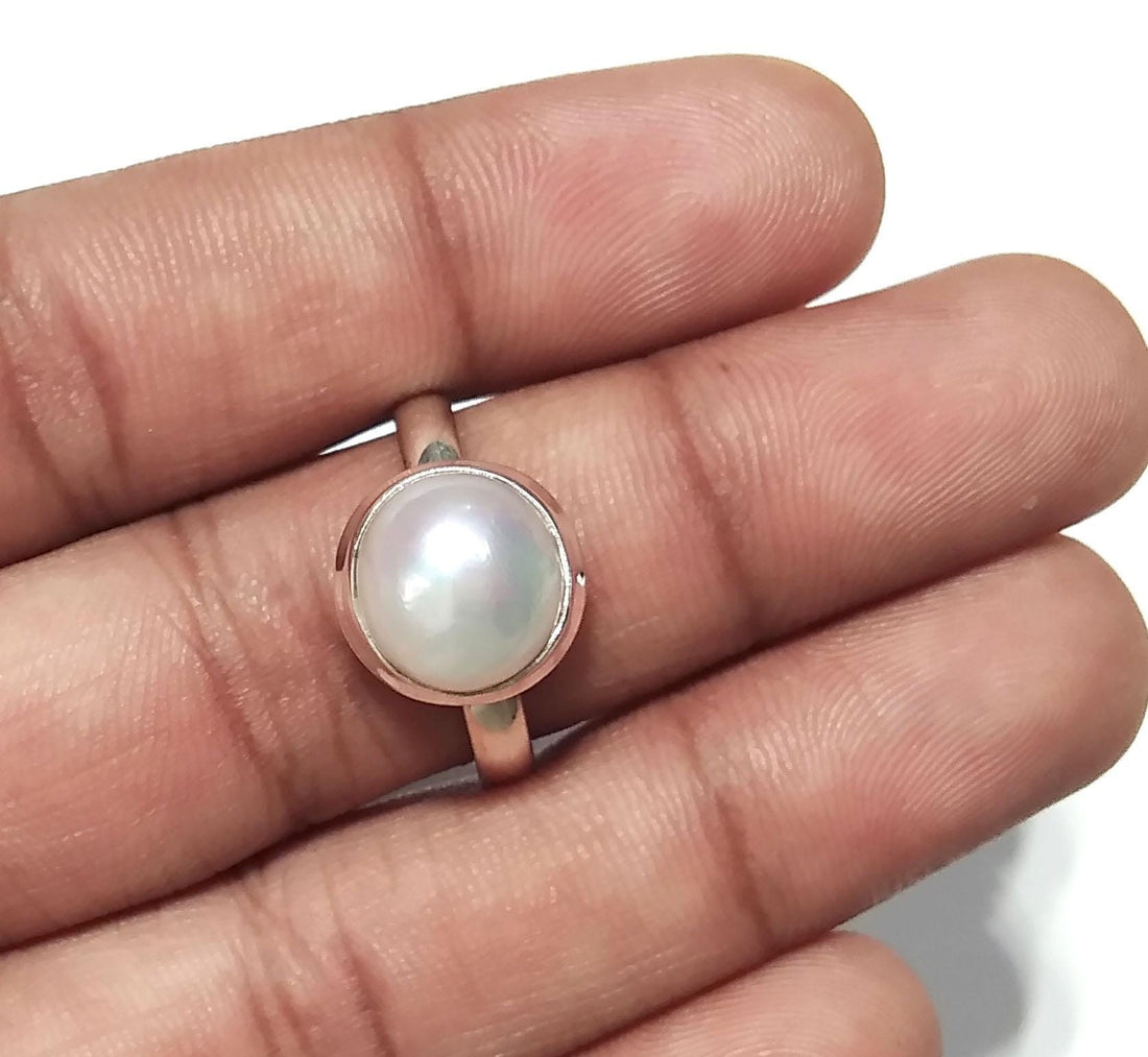 Natural Fresh Water Baroque Pearl Gemstone Ring, Solid 925 Sterling Silver Ring, Top Quality Pearl Stone Handmade Ring, Gift Christmas Ring