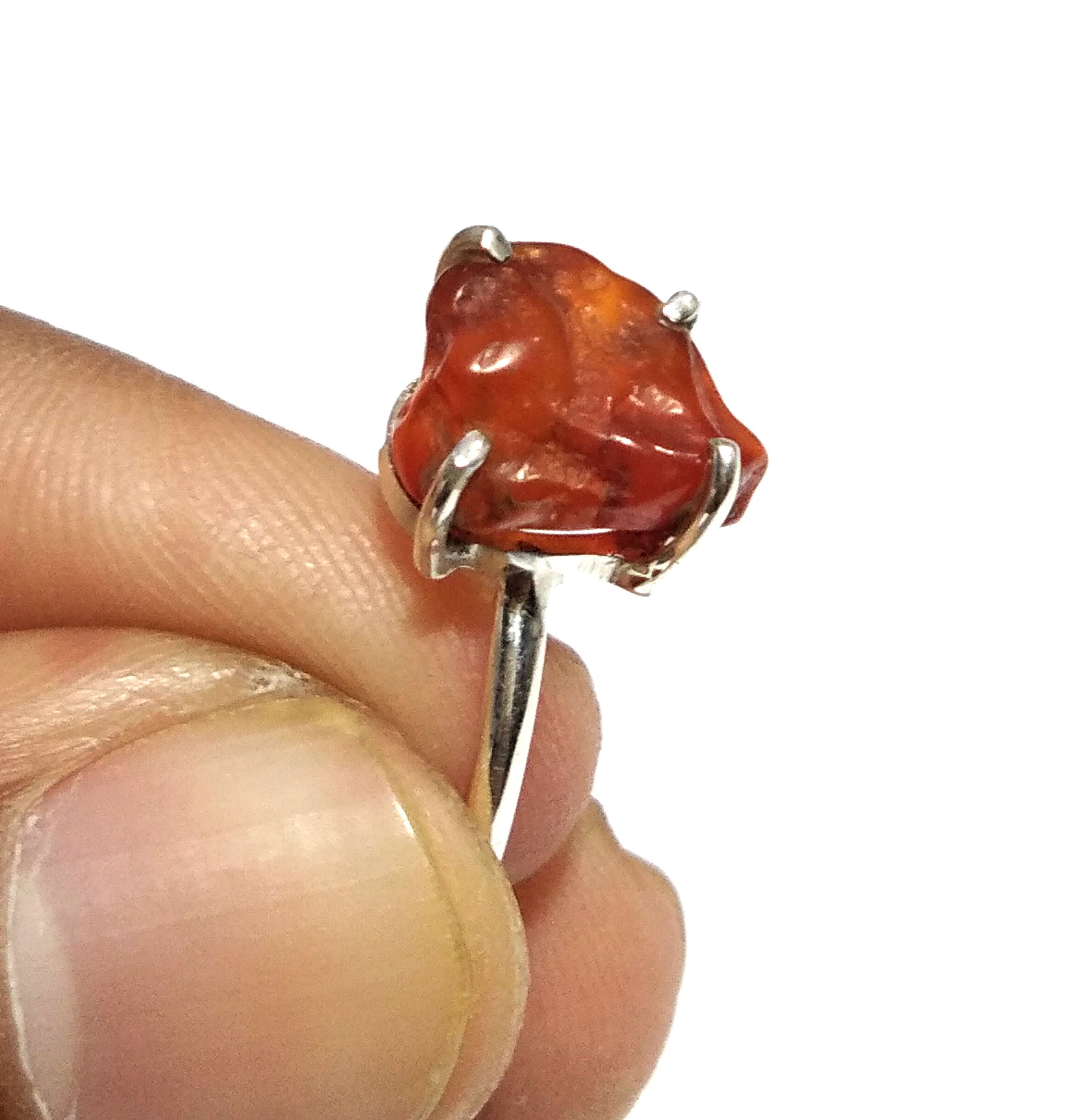Natural Raw Carnelian Gemstone Ring, 925 Solid Sterling Silver Ring, Carnelian Stone Size 11x9 mm Handmade Ring, Gift Minimalist Ring