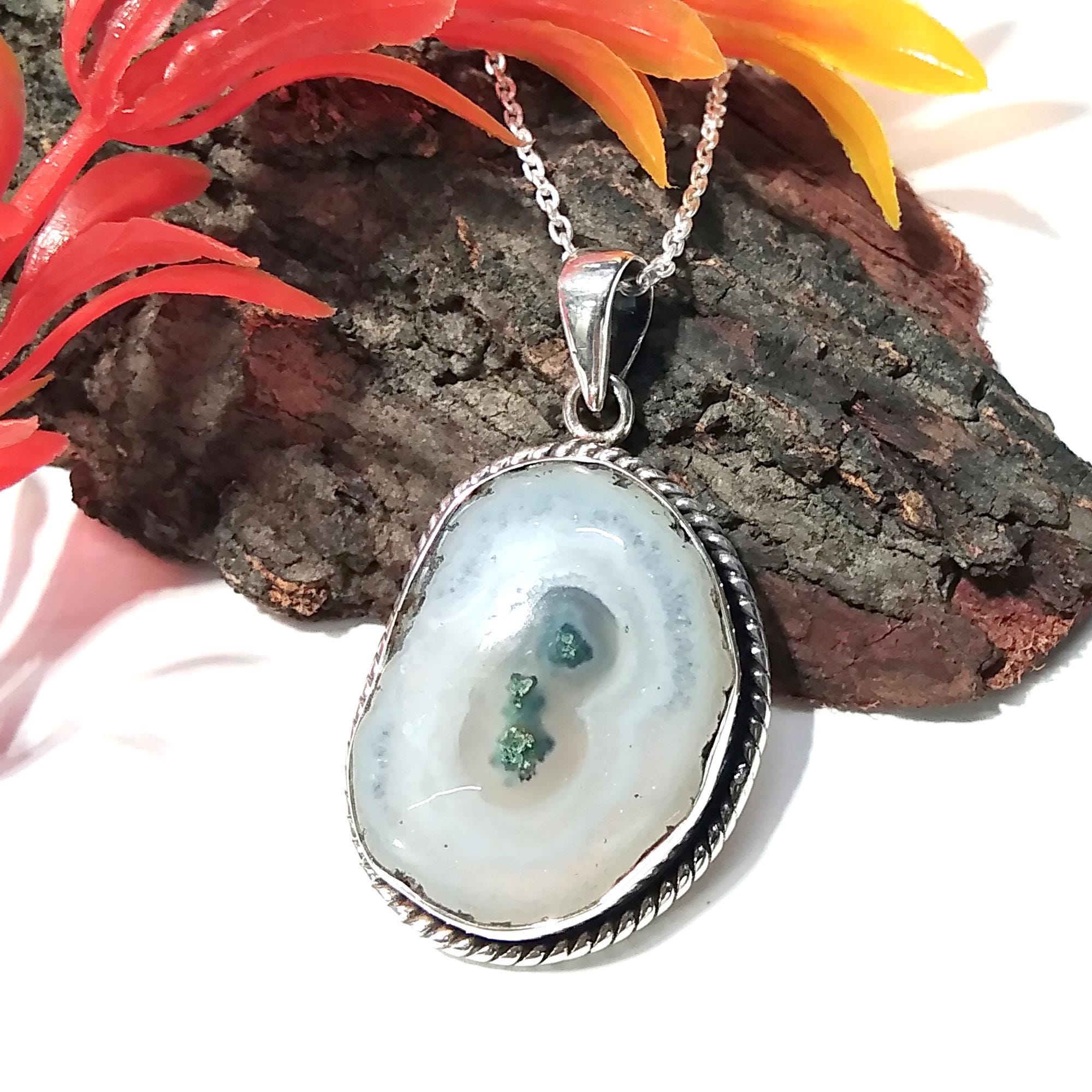 Natural Solar Quartz Gemstone Pendant Chain Necklace, 925 Starling Silver Pendant, Necklace Handmade Jewelry Stone Size 24x18mm Gift Pendant