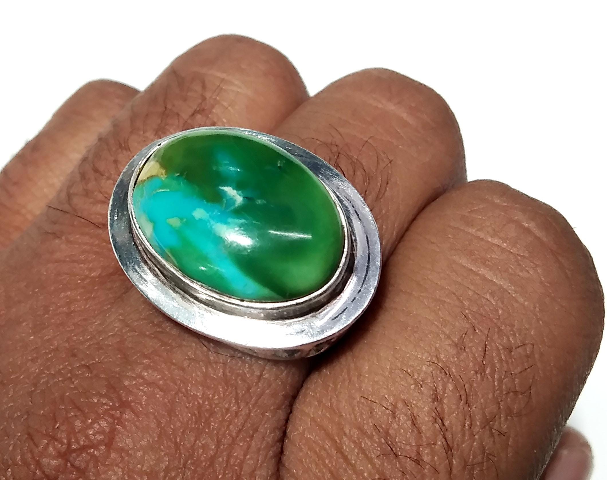 Natural Turquoise Gemstone Ring, Solid 925 Starling Silver Ring, A+++ Turquoise Stone Size 20x14 mm Handmade Ring Gift Wedding Rings Jewelry