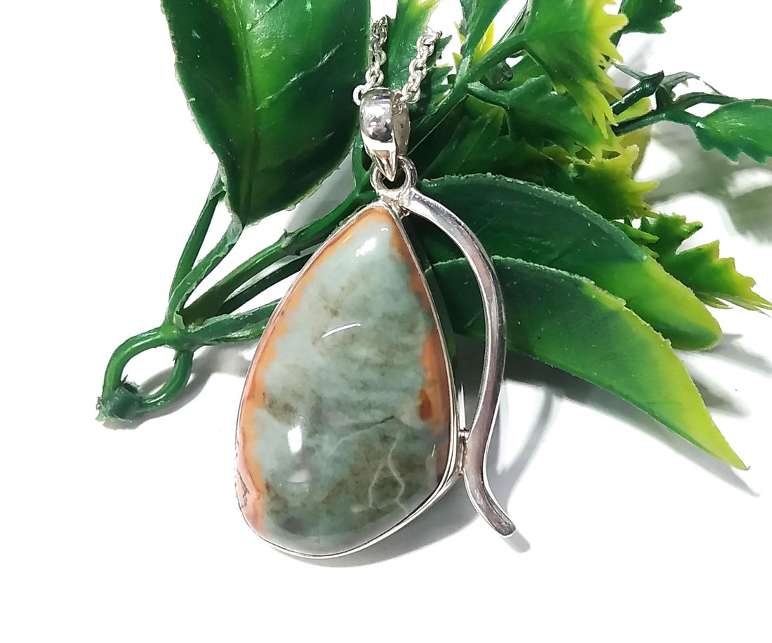 Polychrome Jasper Gemstone Pendant Necklace, 925 Starling Silver Chain Necklace Pendant, Handmade Pendant Jewelry, Wedding Gift