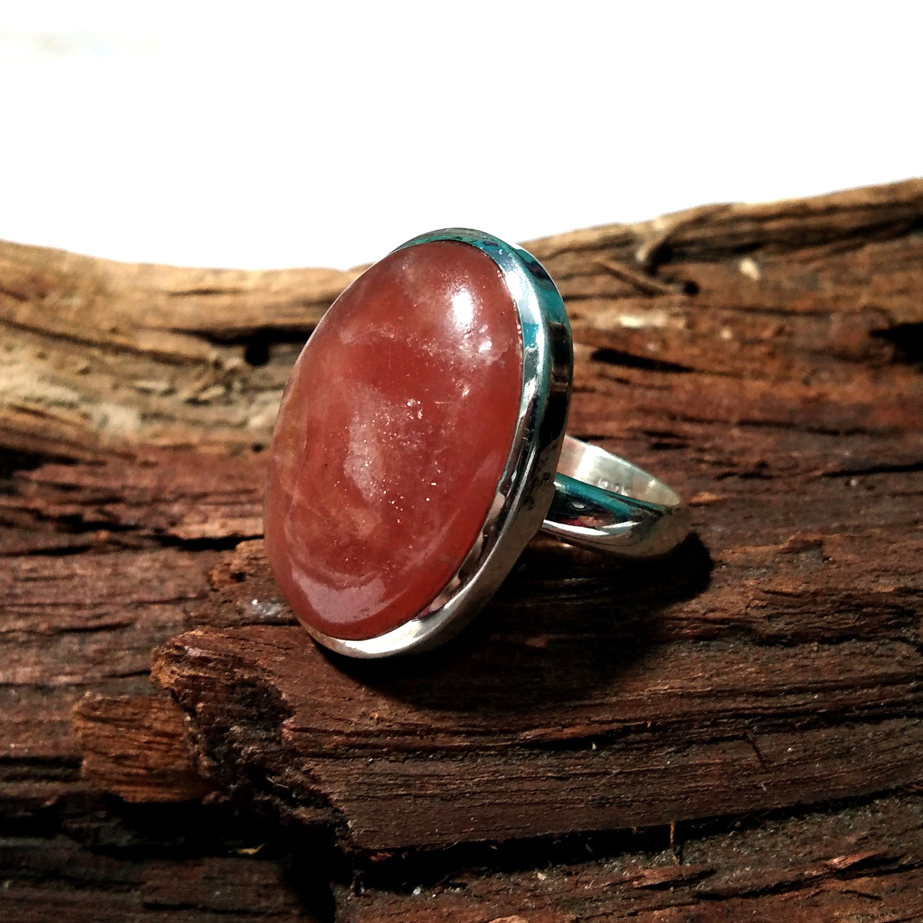 Rhodochrosite Rings ! Good Making Nice Design Rhodochrosite Cabochon Ring, 925 Sterling Silver With Natural Gemstone Ring, For Girls & Women