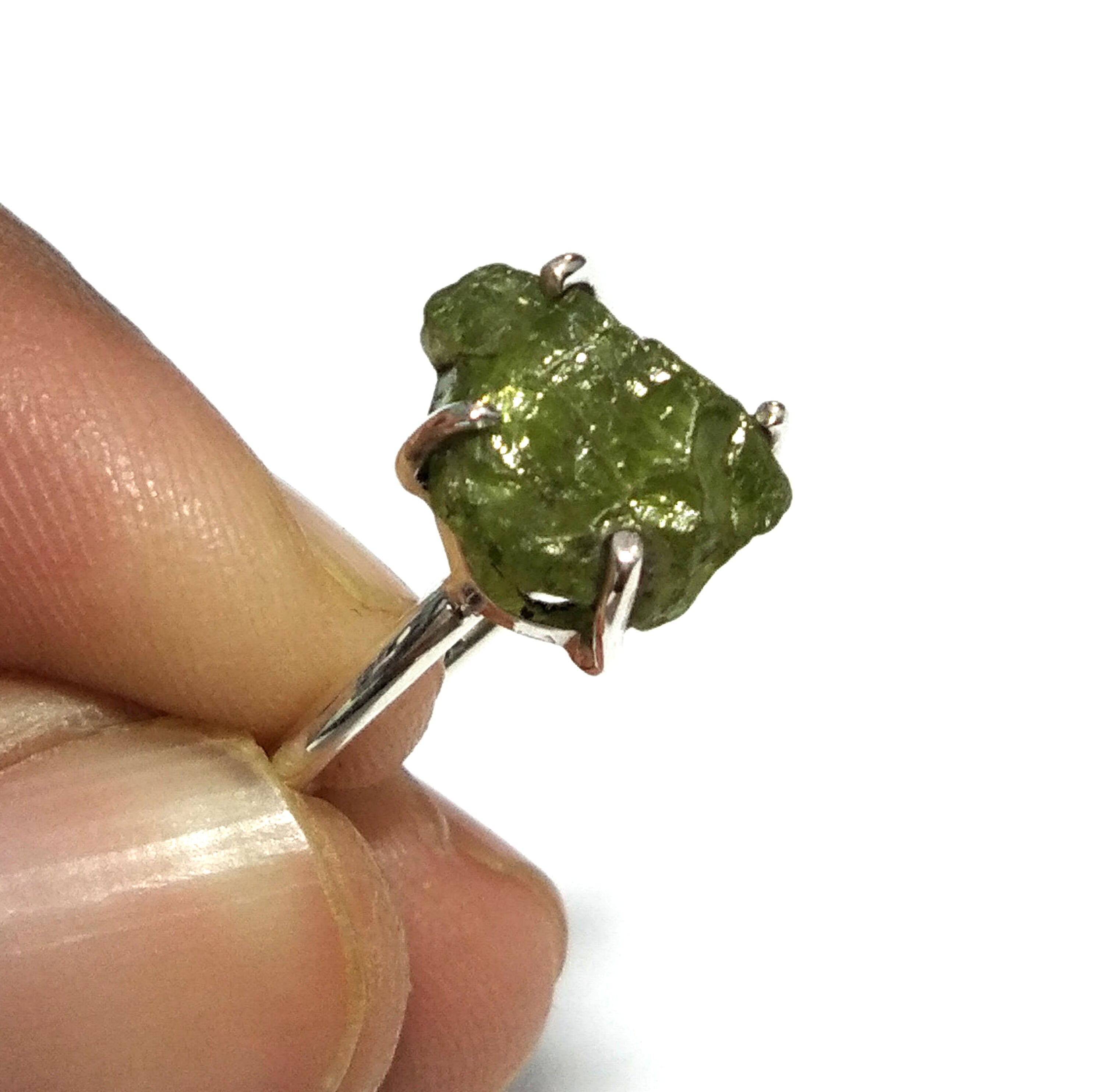 Natural Raw Peridot Rough Gemstone Ring, Solid 925 Sterling Silver Ring, Top Peridot Stone Size 12x8 mm Handmade Ring for Gift Wedding Ring